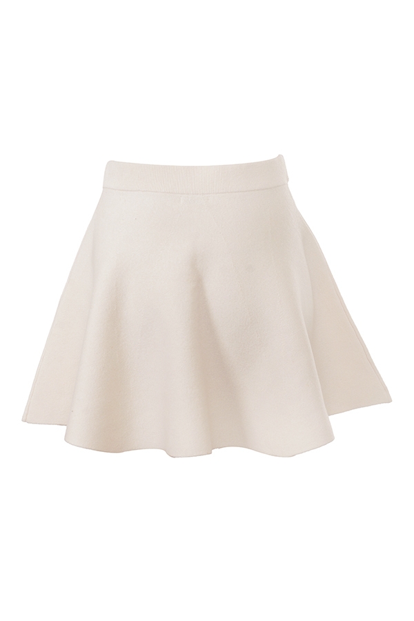 Cream Wool Cashmere Flounce Mini Skirt
