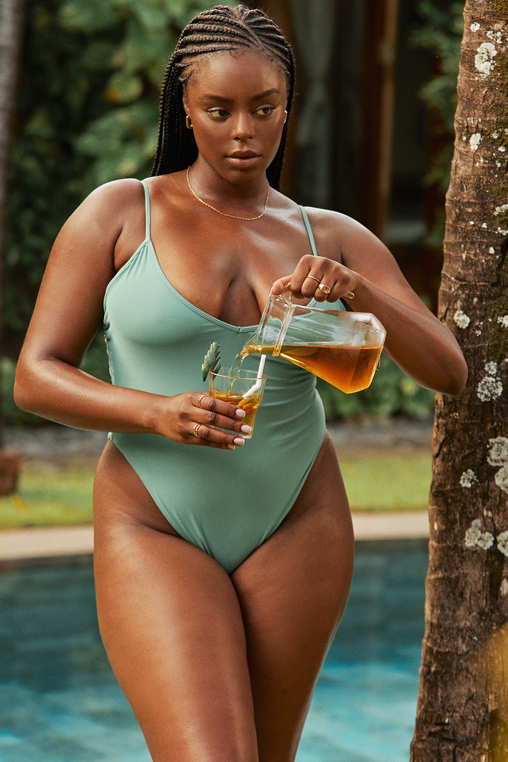 Eucalyptus Plunge One Piece Swimsuit