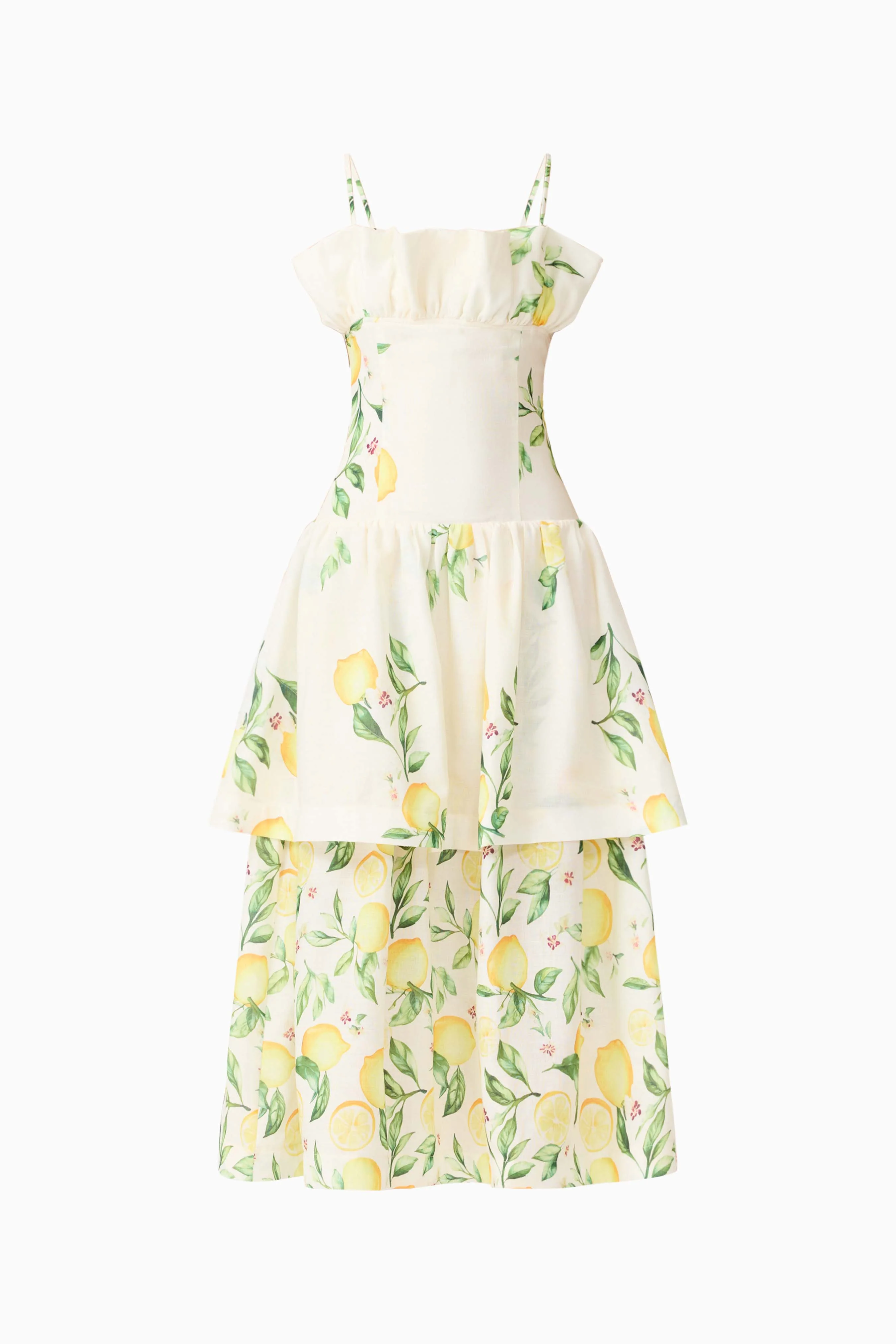 Hana Tiered Maxi Dress in Lemon Print