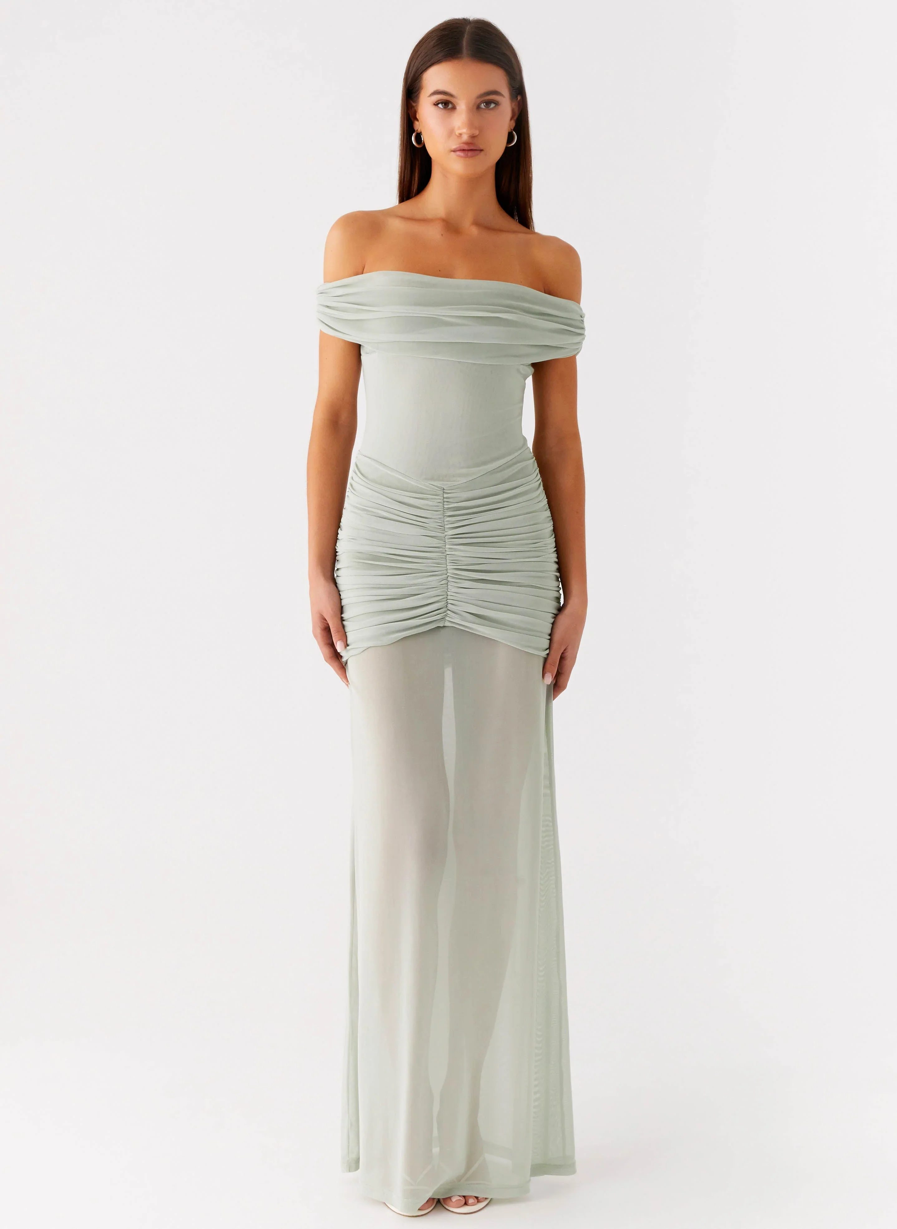 Eyllin Off Shoulder Maxi Dress - Sage