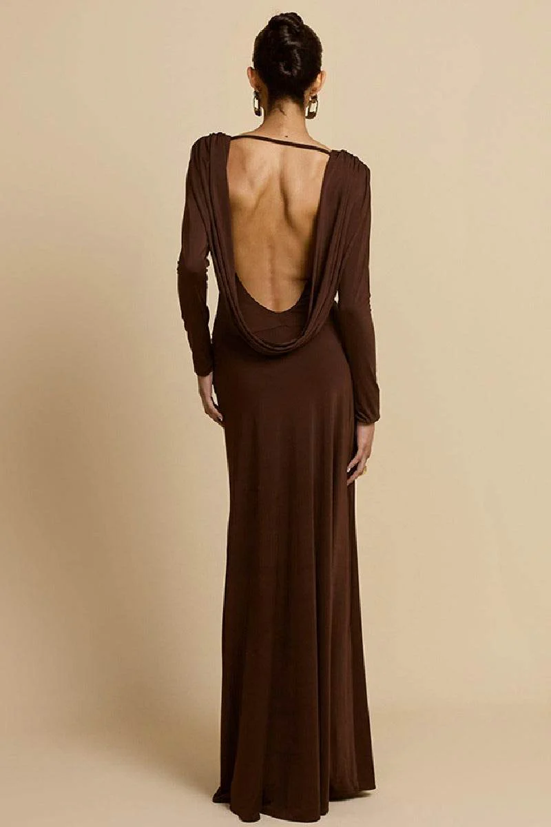 Sheath-Column Maxi Knitted Fabric Dress 962163073803