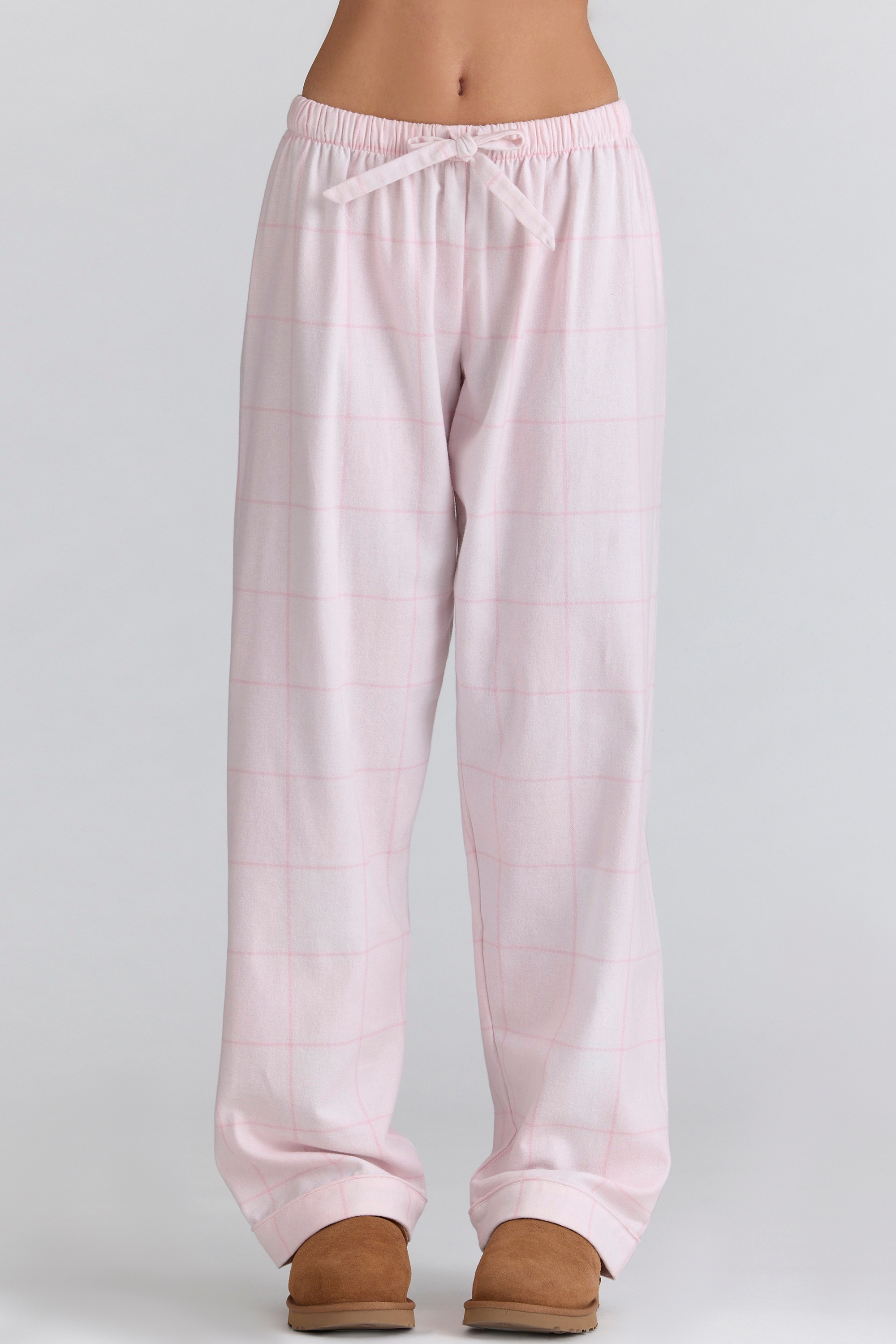 Pink Check Brushed Cotton Pajama Set