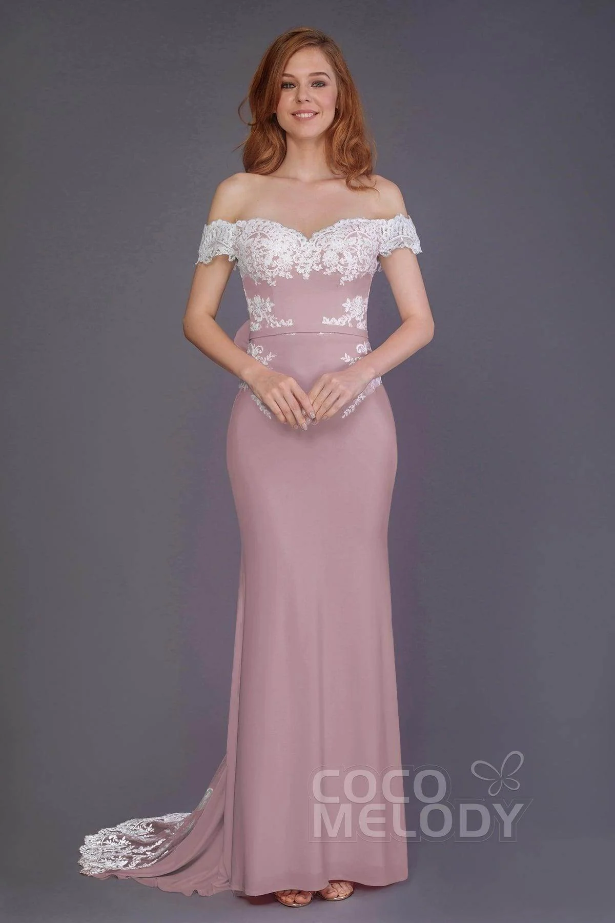 Mermaid Sweep Train Knitted Fabric Bridesmaid Dress PR3491
