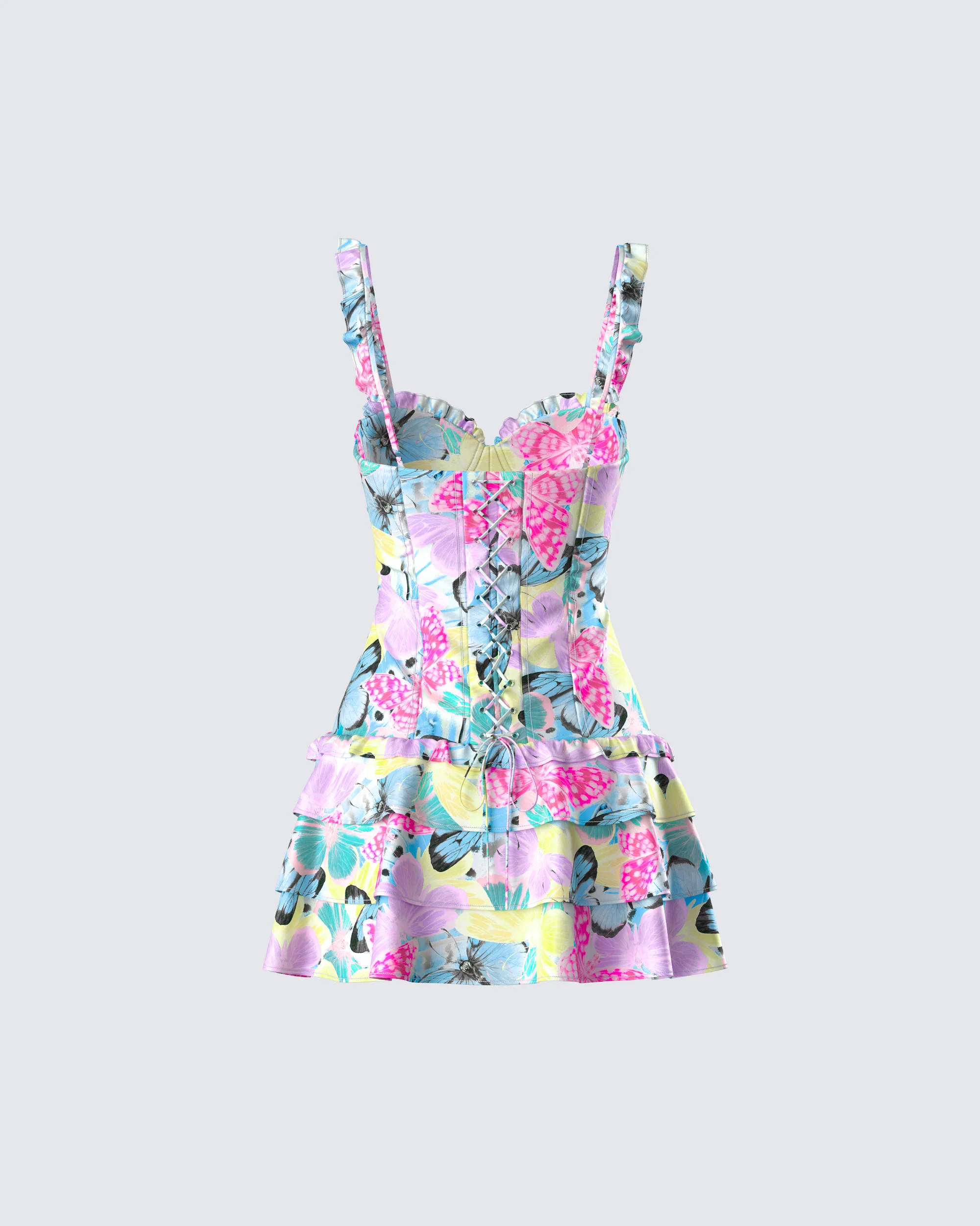 Odelle Printed Satin Ruffle Dress