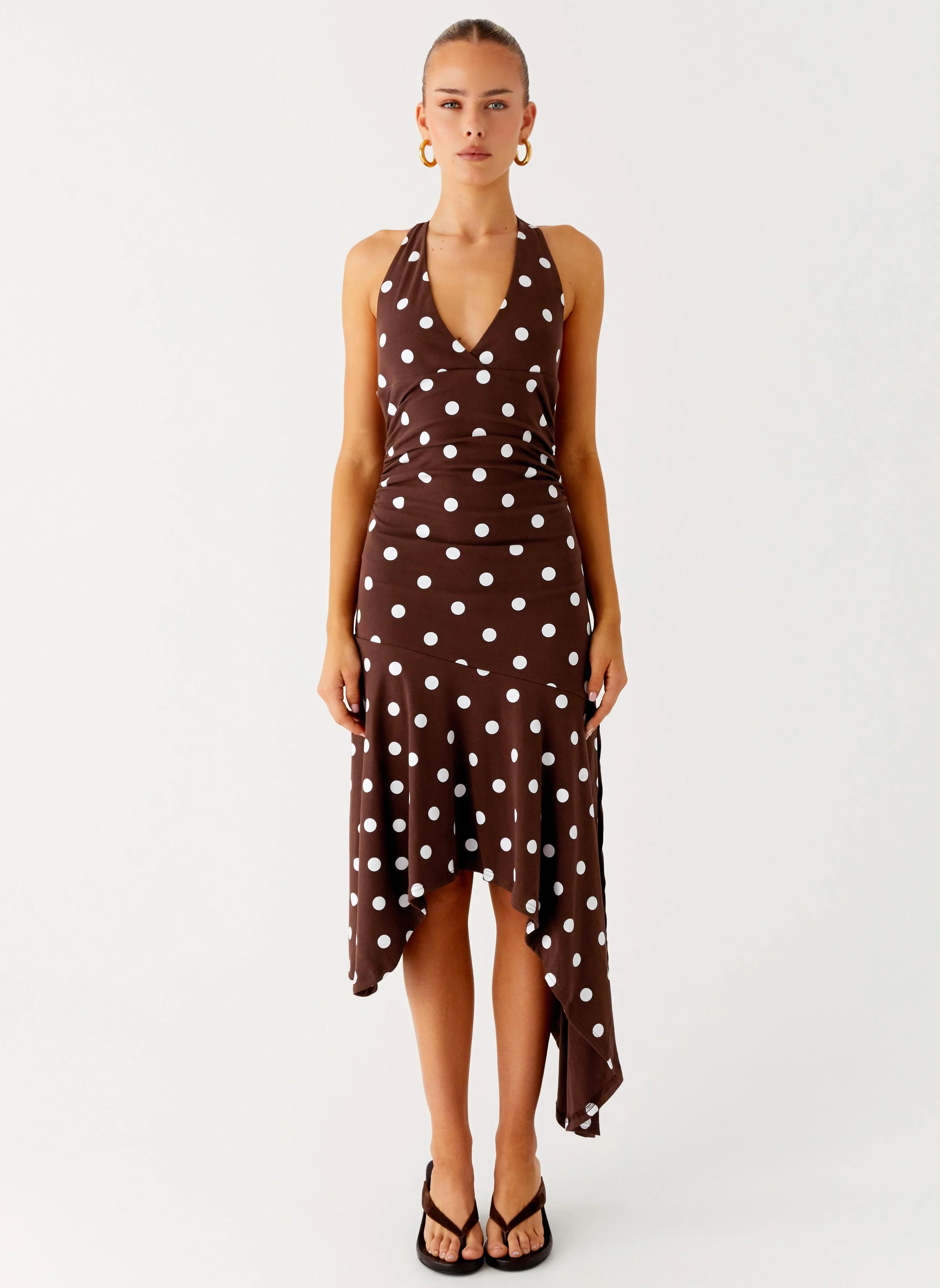 Keylani Halter Midi Dress - Chocolate