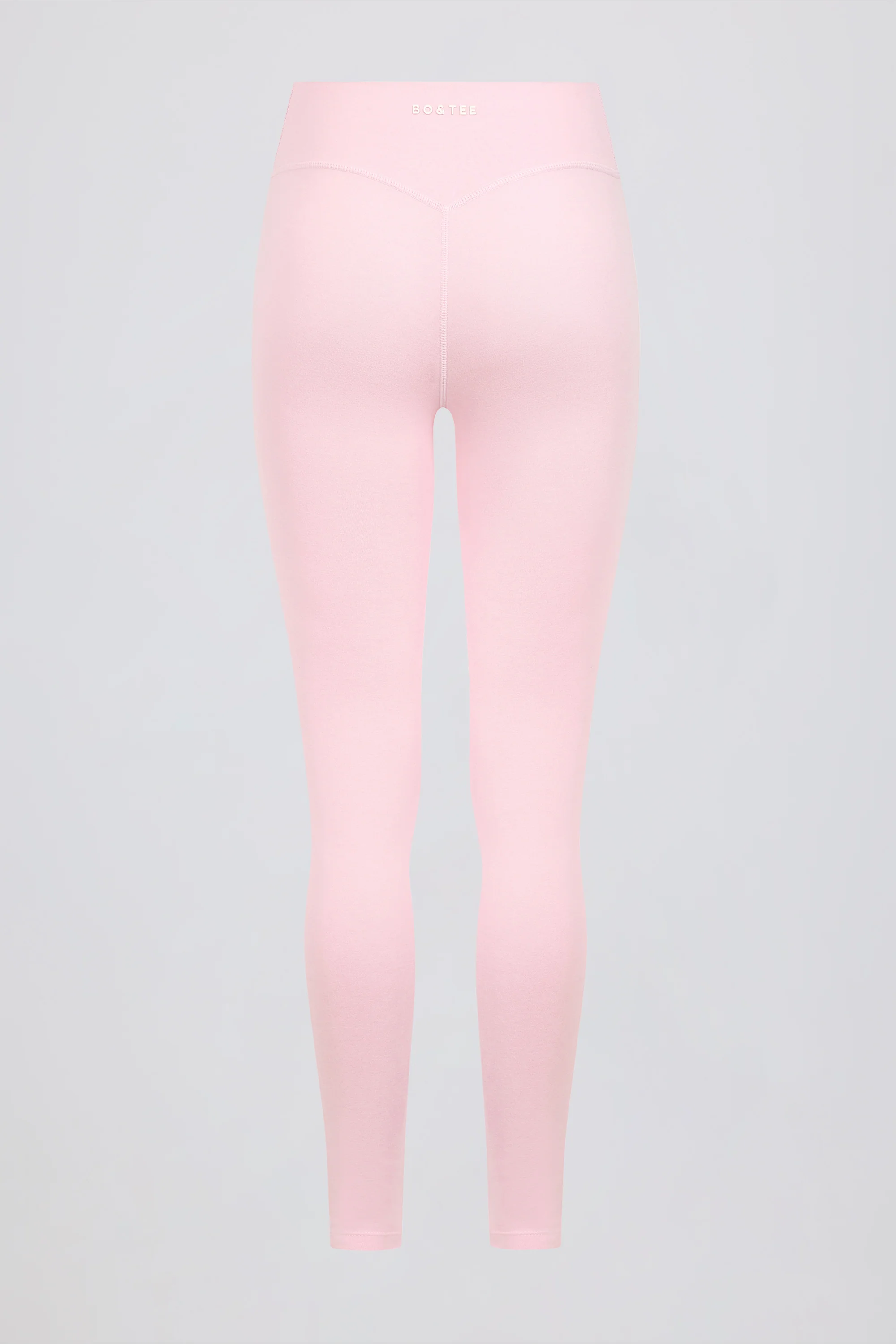 Brushed Jersey Ruched Mid-Rise Leggings in Pale Pink Marl