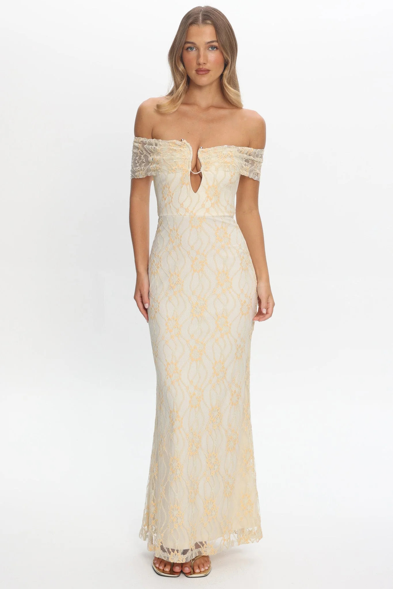 Tilda Off-Shoulder Maxi Dress Lace Butter