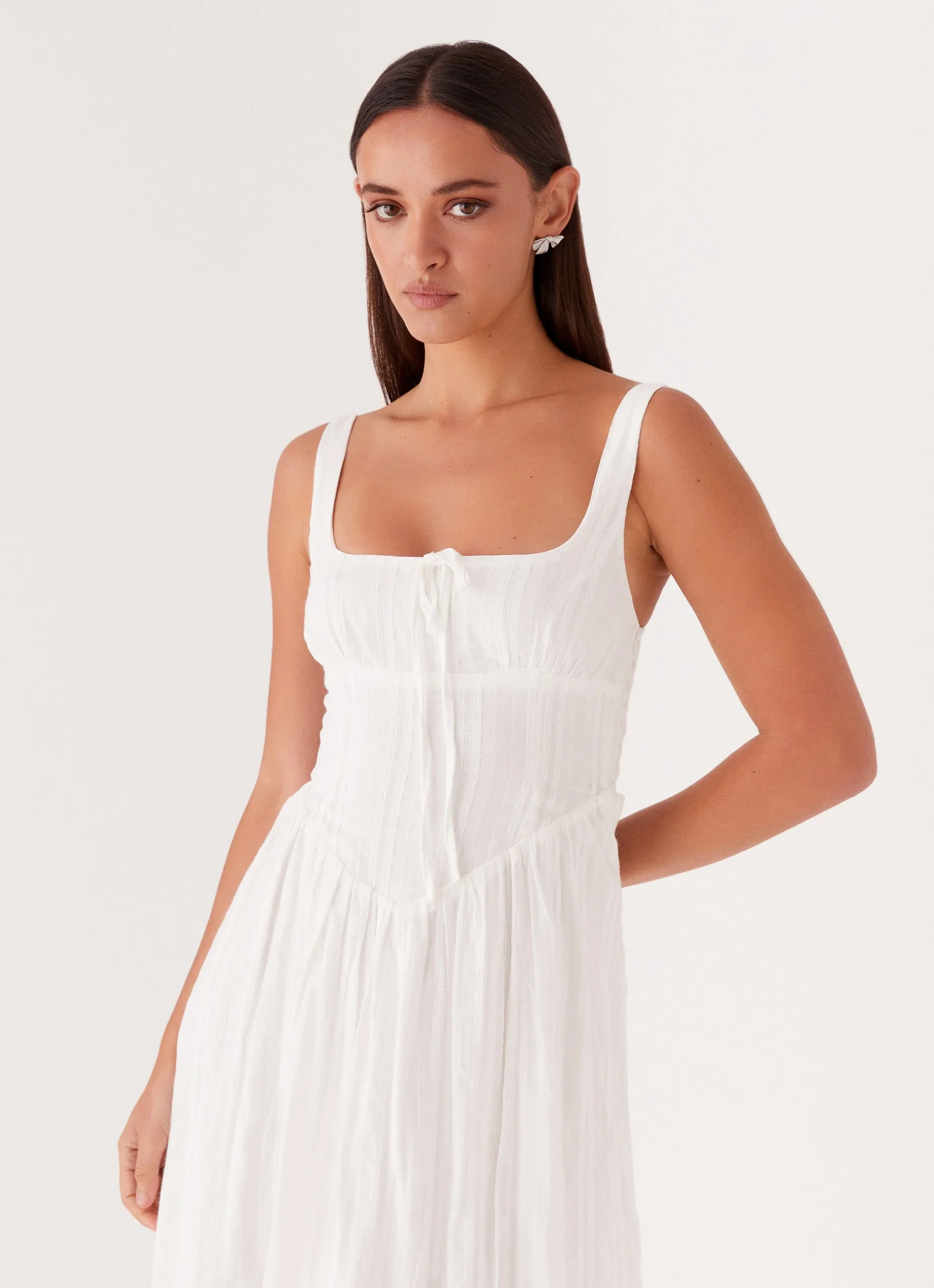 Pascuelle Midi Dress - White - luluinthesky