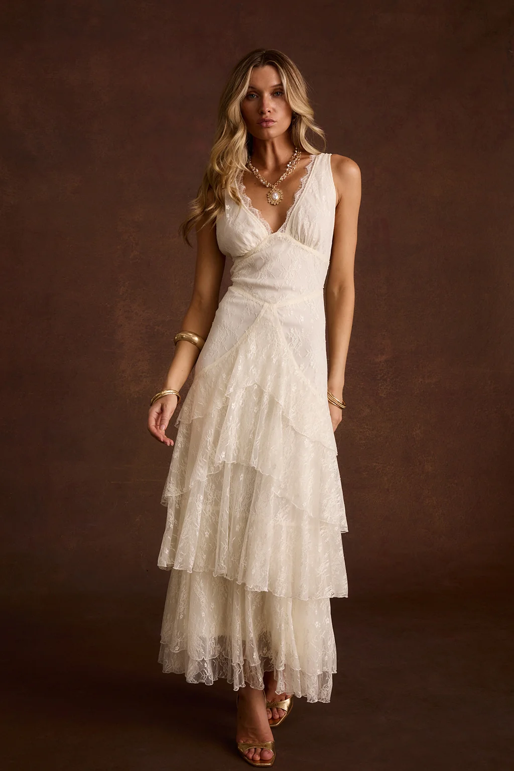 Mon Amour Cream Lace Maxi Dress