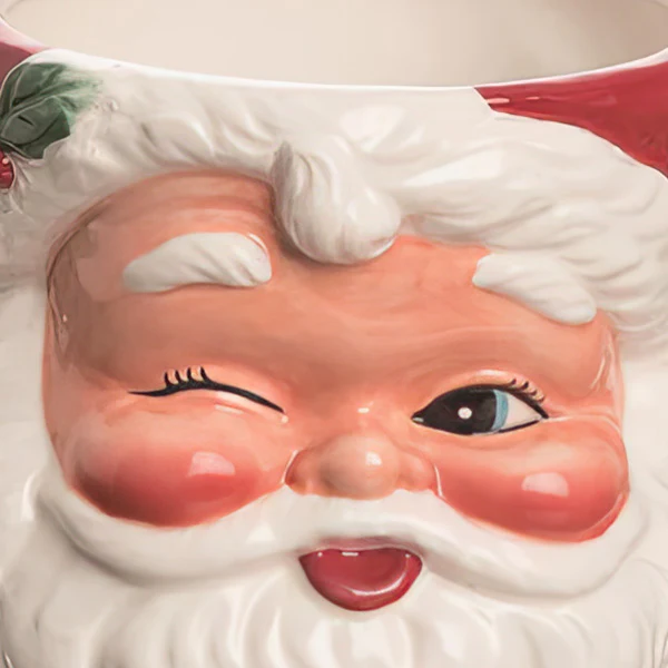 Retro Winking Santa Ceramic Bowl