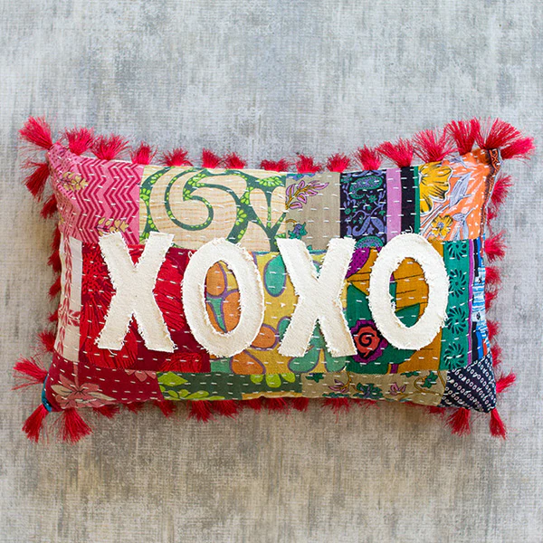 Heartfelt Stitched Kantha Pillows, Pick Your style