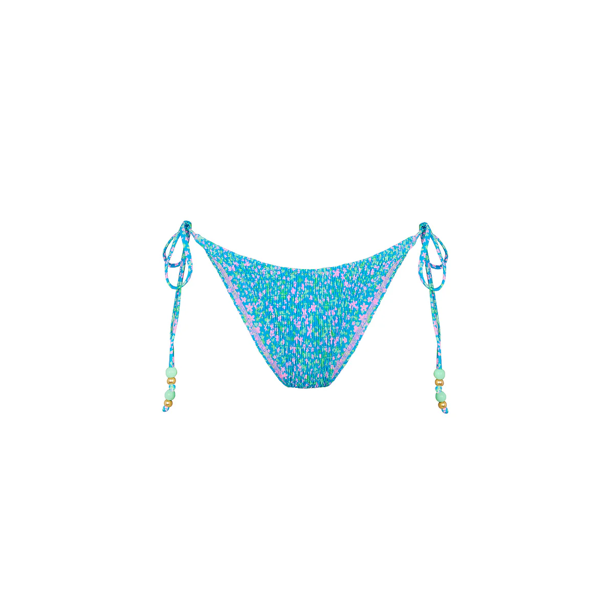 Shirred Dipped Cheeky Tie Bikini Bottom - Ocean Kisses