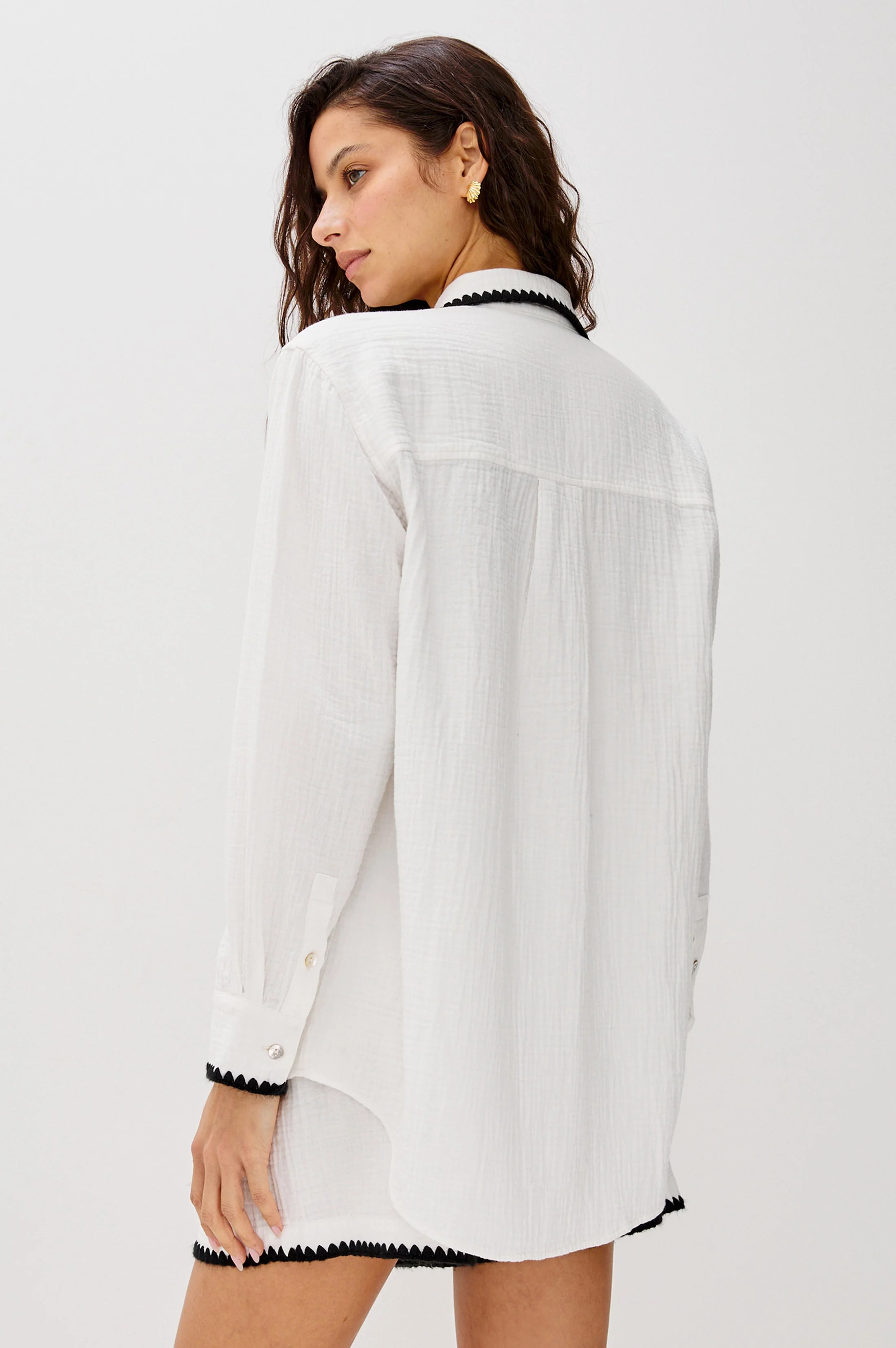 Rails X Lspace Idania Shirt - Black Blanket Stitch