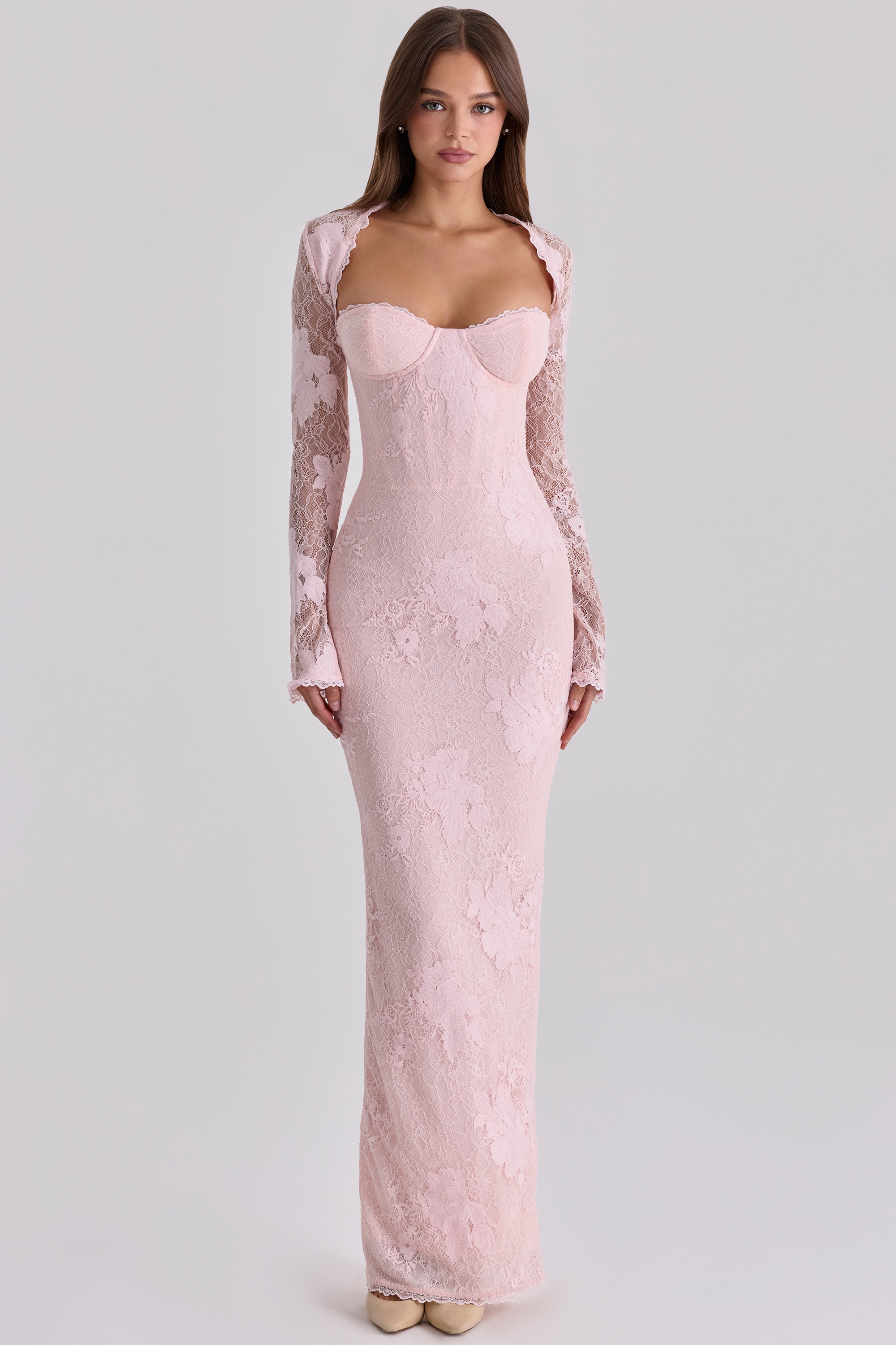 pink lace maxi dress