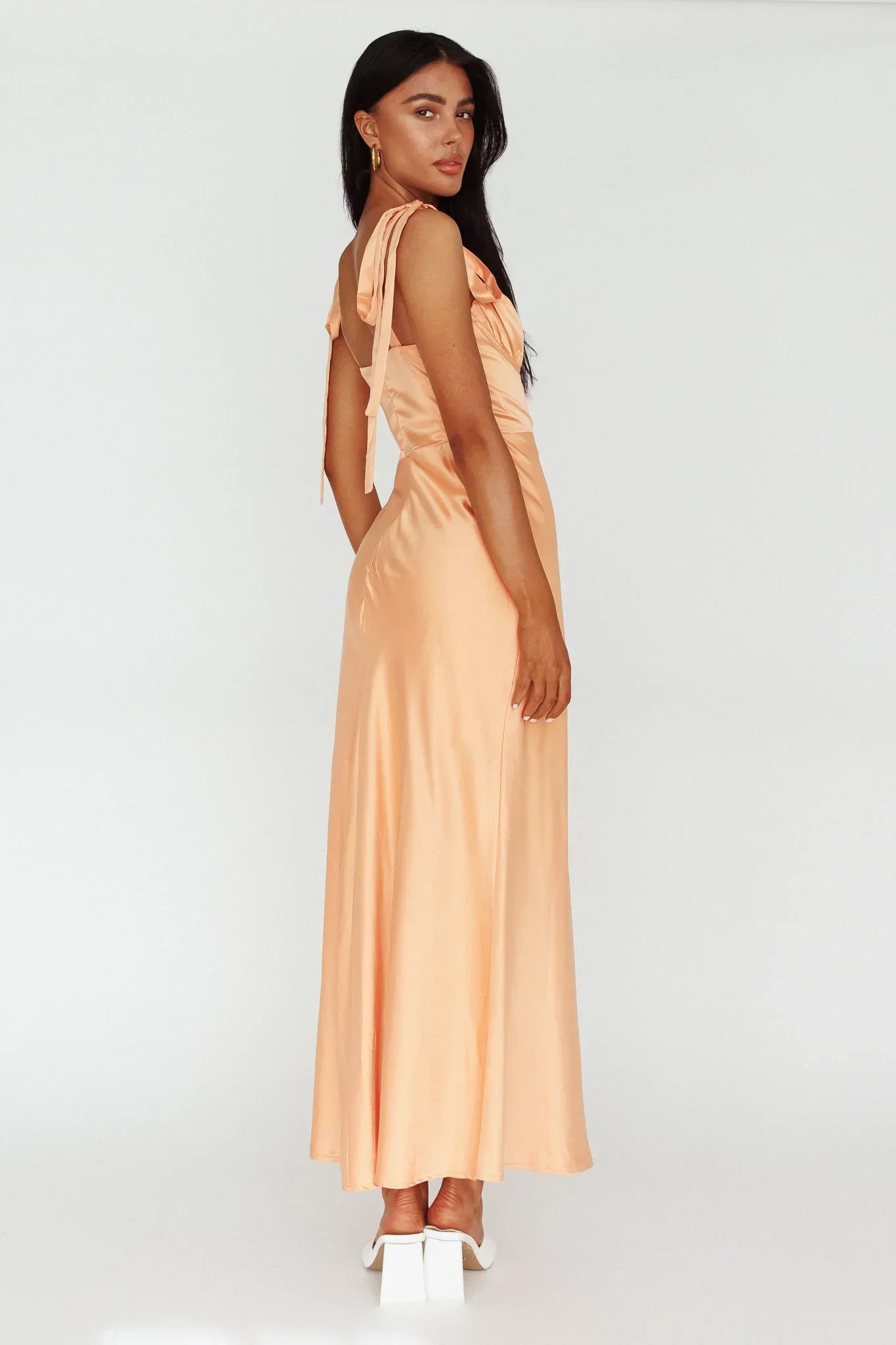 Pennelope Tied Shoulder Maxi Dress Orange - luluinthesky