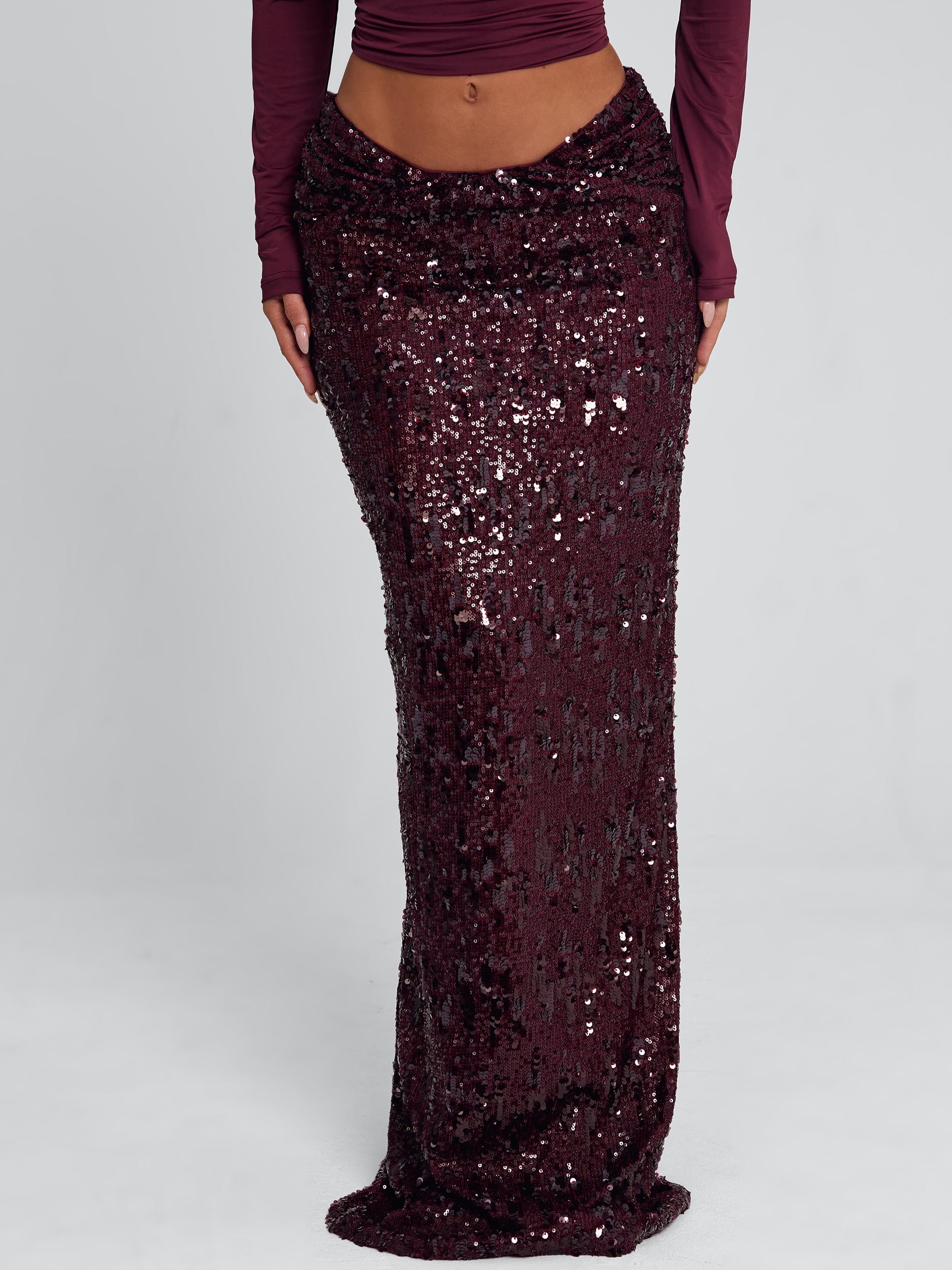 Ellapink ISLE MAXI SKIRT BURGUNDY