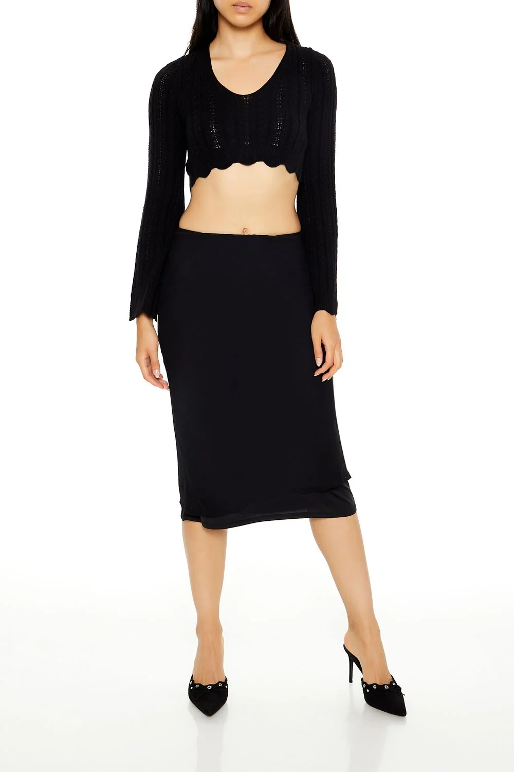 Lace-Up Cropped Sweater