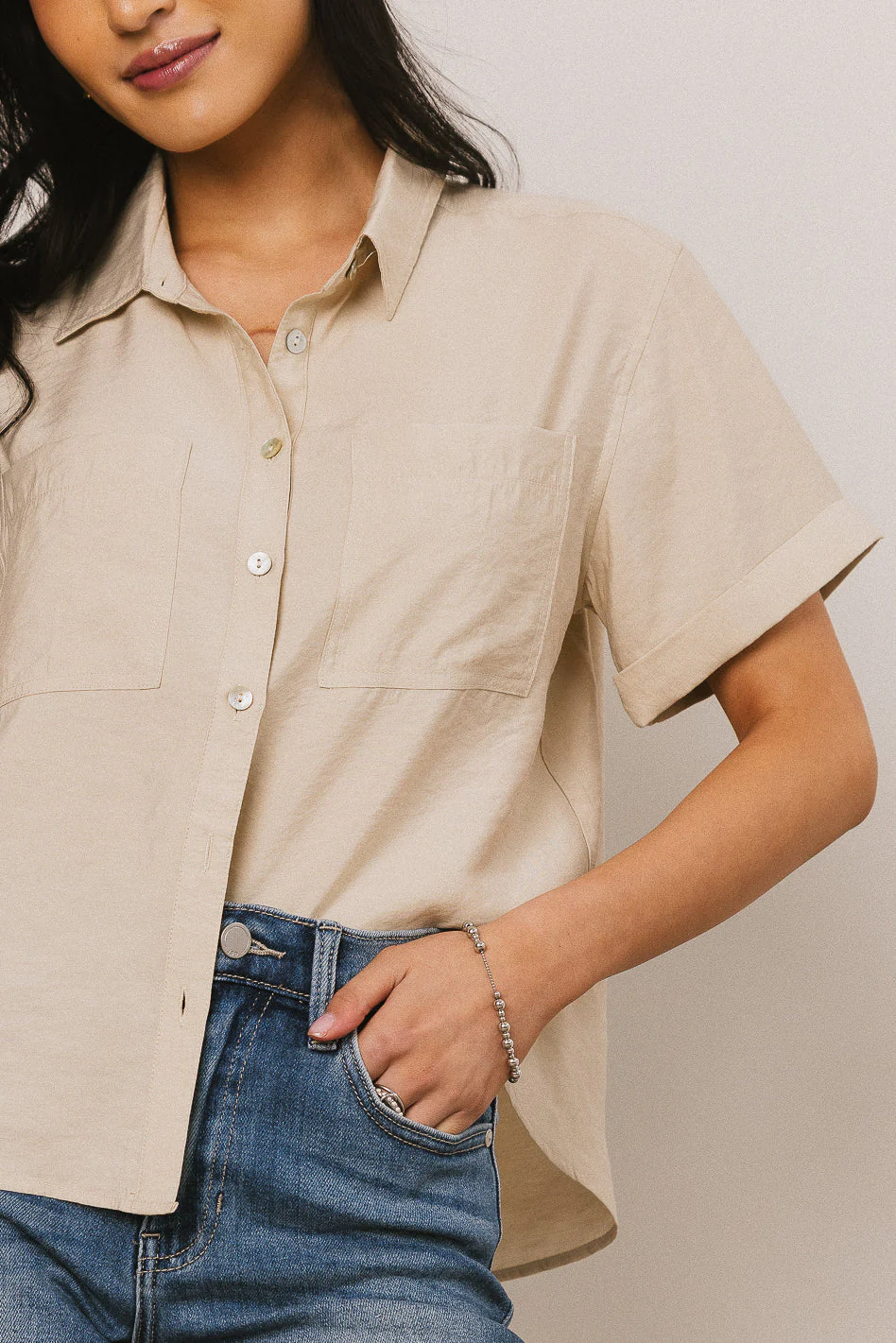 Nash Button Up in Taupe