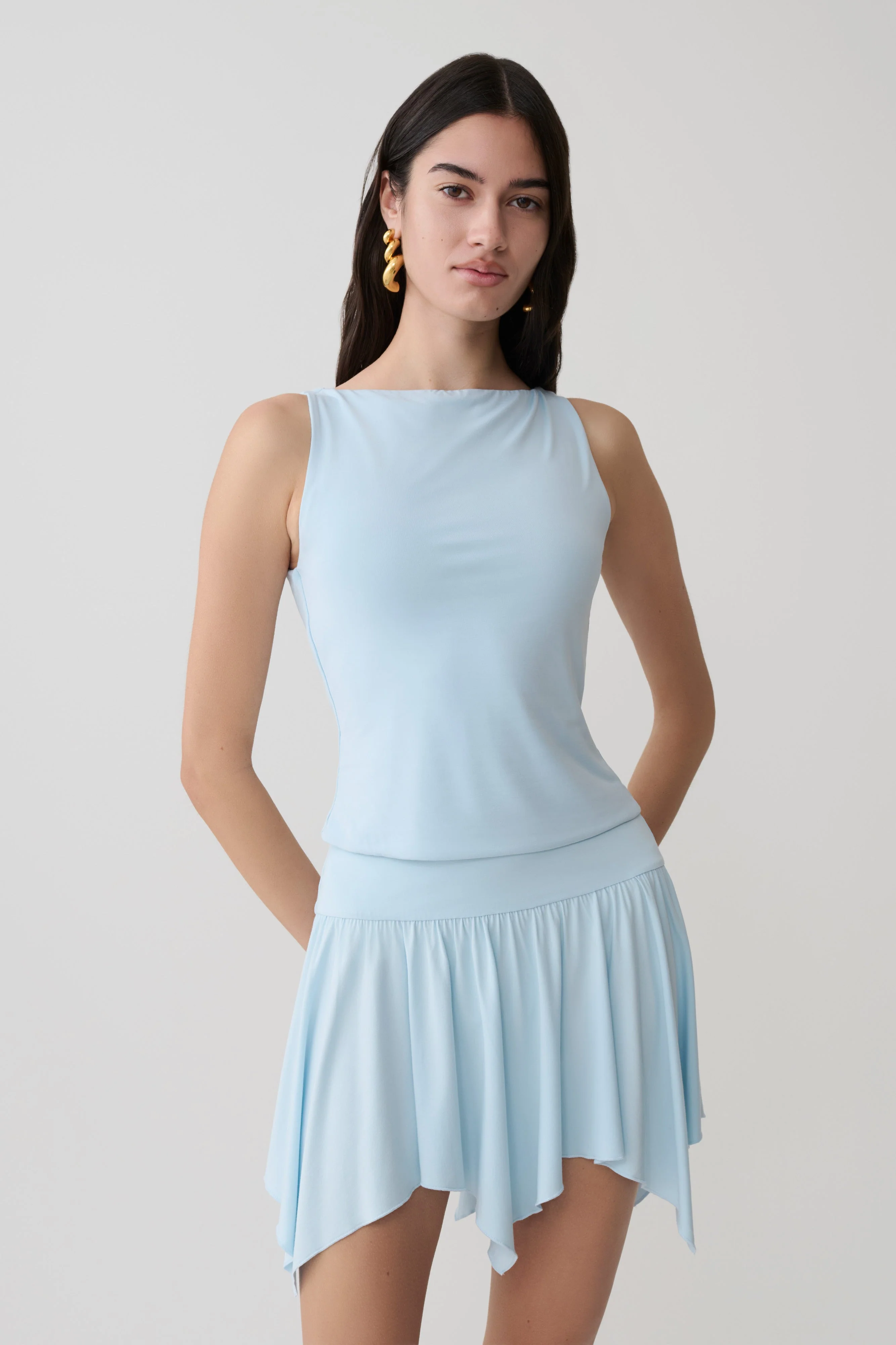Nicolette Sleeveless Tank Top - Pale Blue