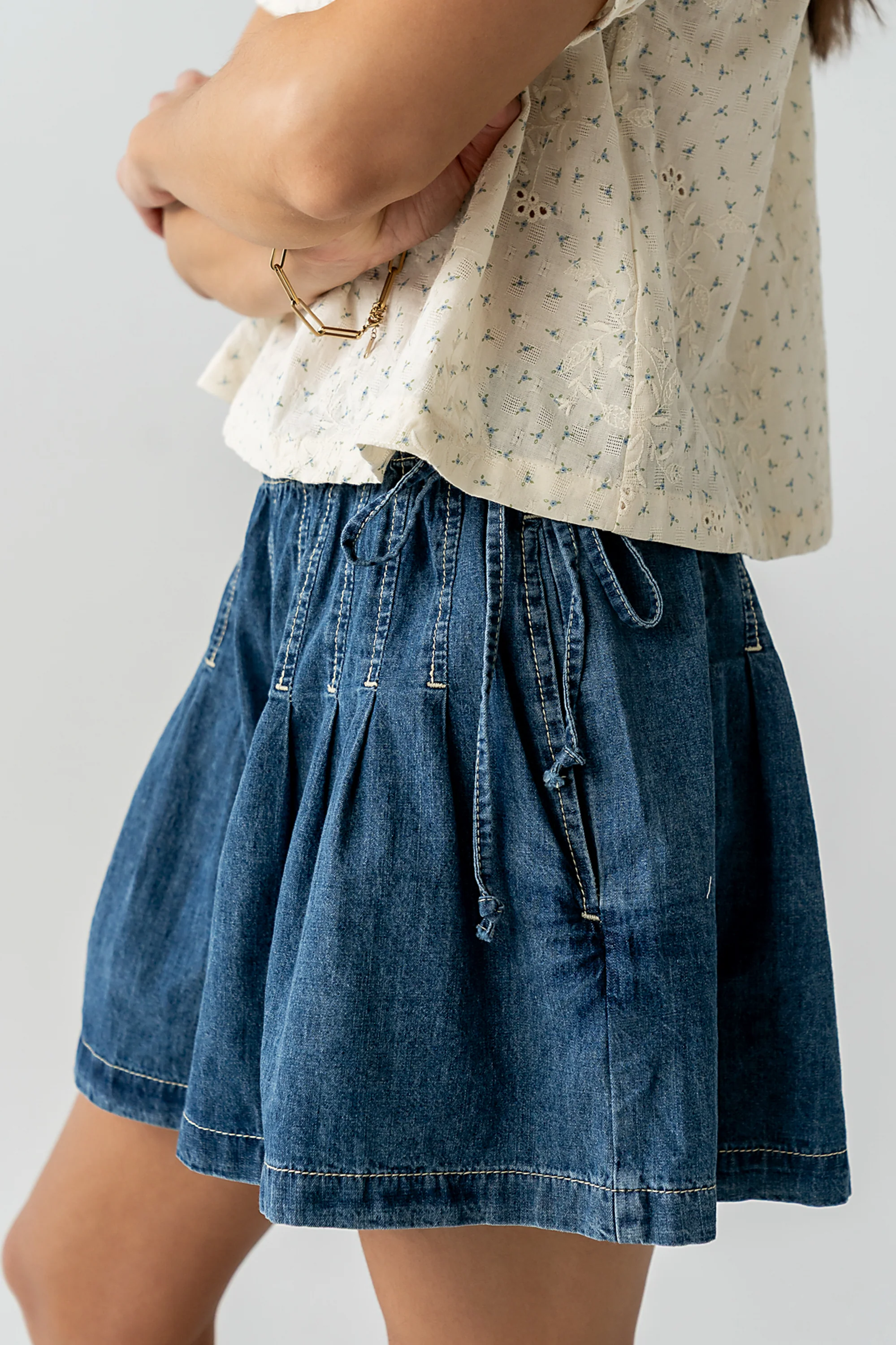 Reika Pleated Denim Shorts - FINAL SALE