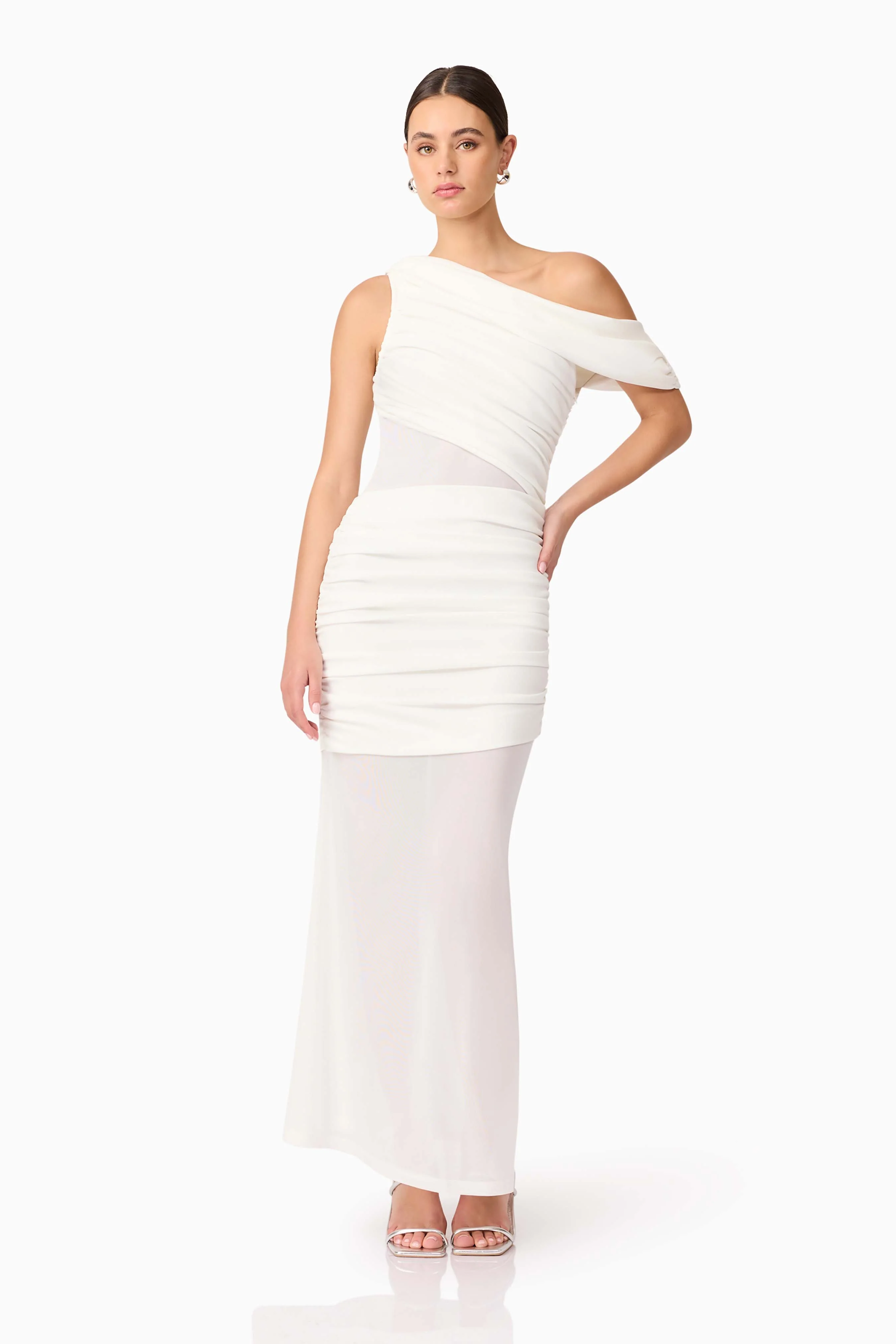 Darya Asymmetrical Gown in White