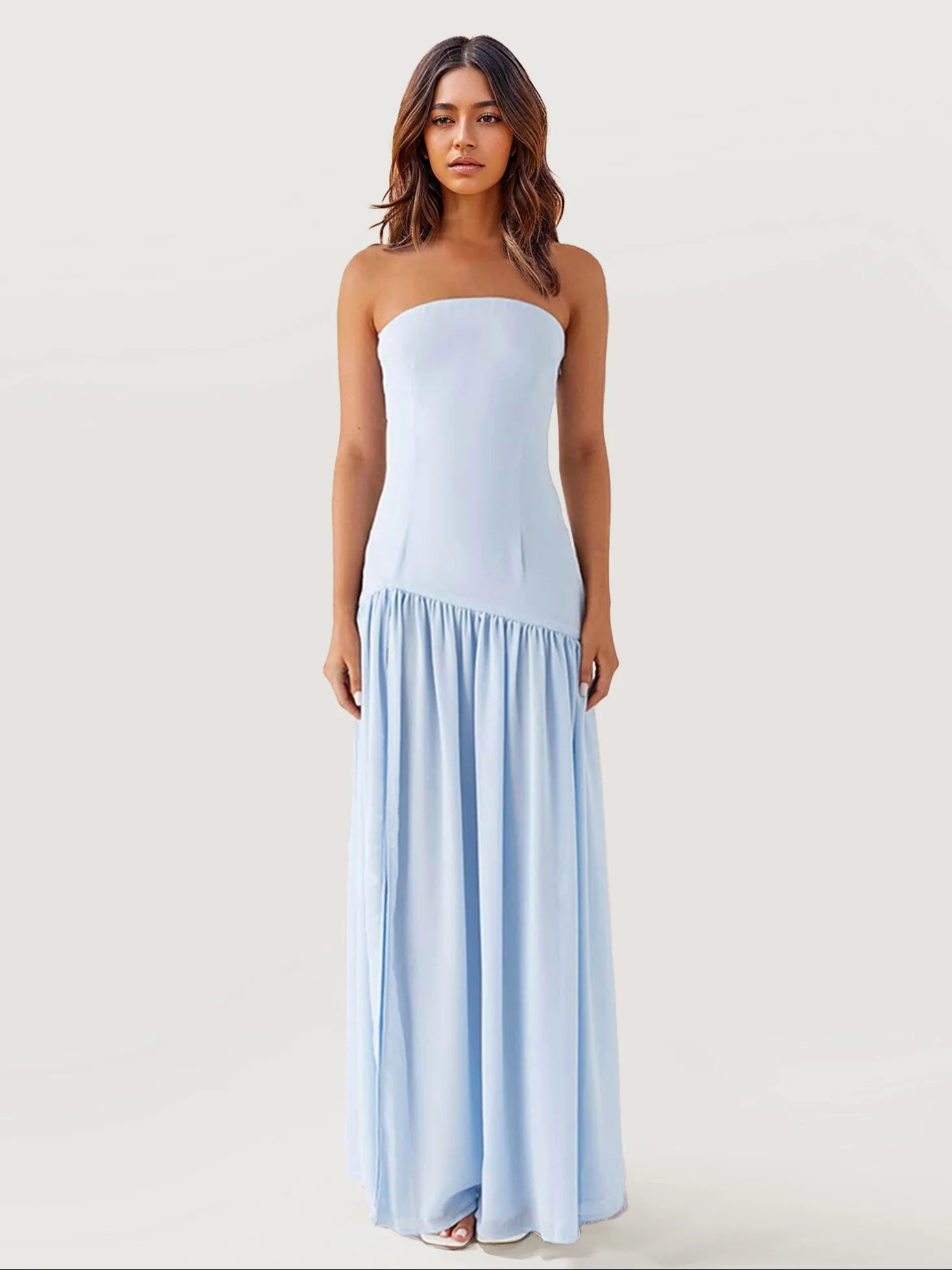 Strapless Ruffle Maxi Dress