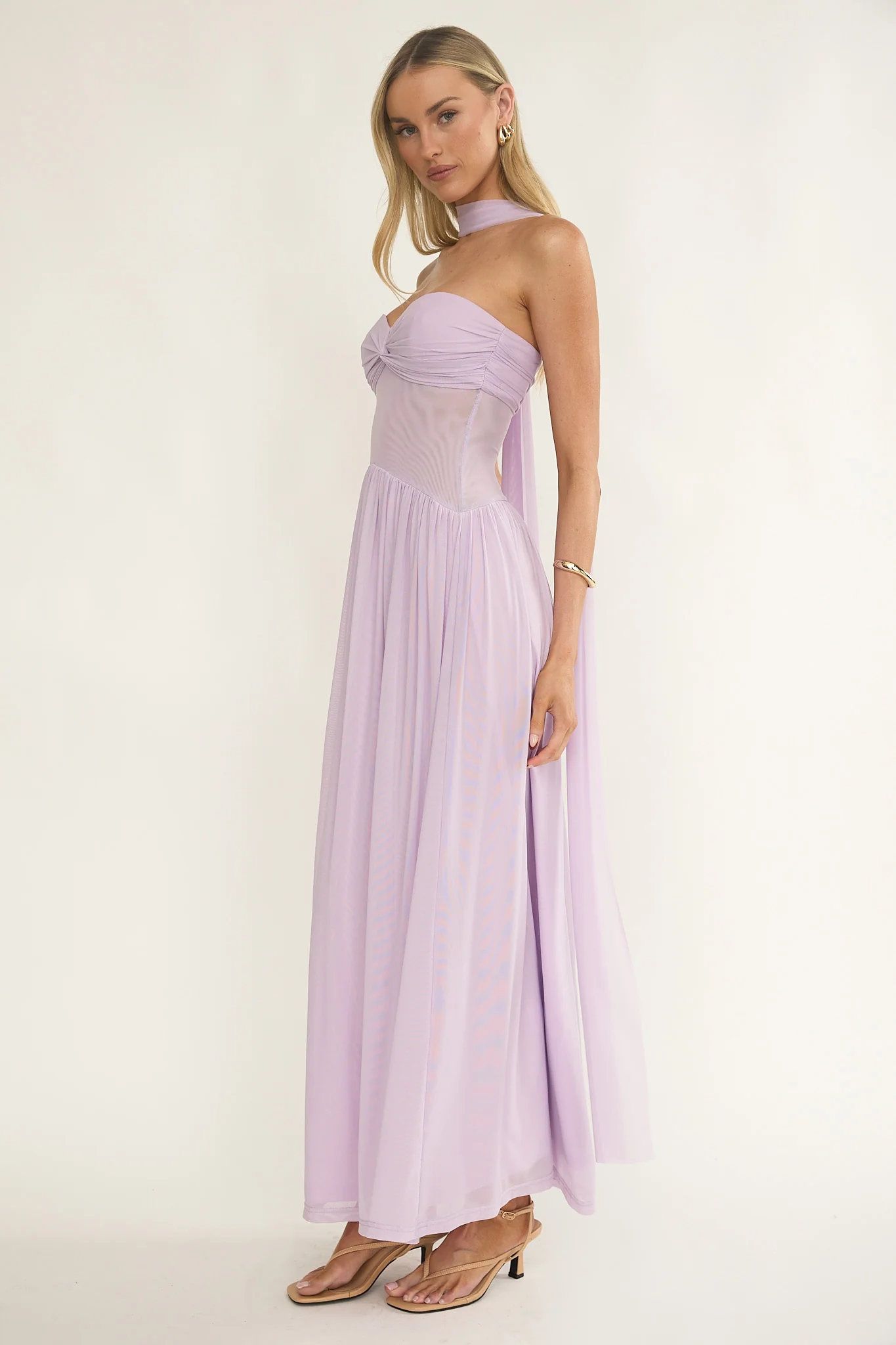 Annita Sheer Waist Maxi Dress Lilac