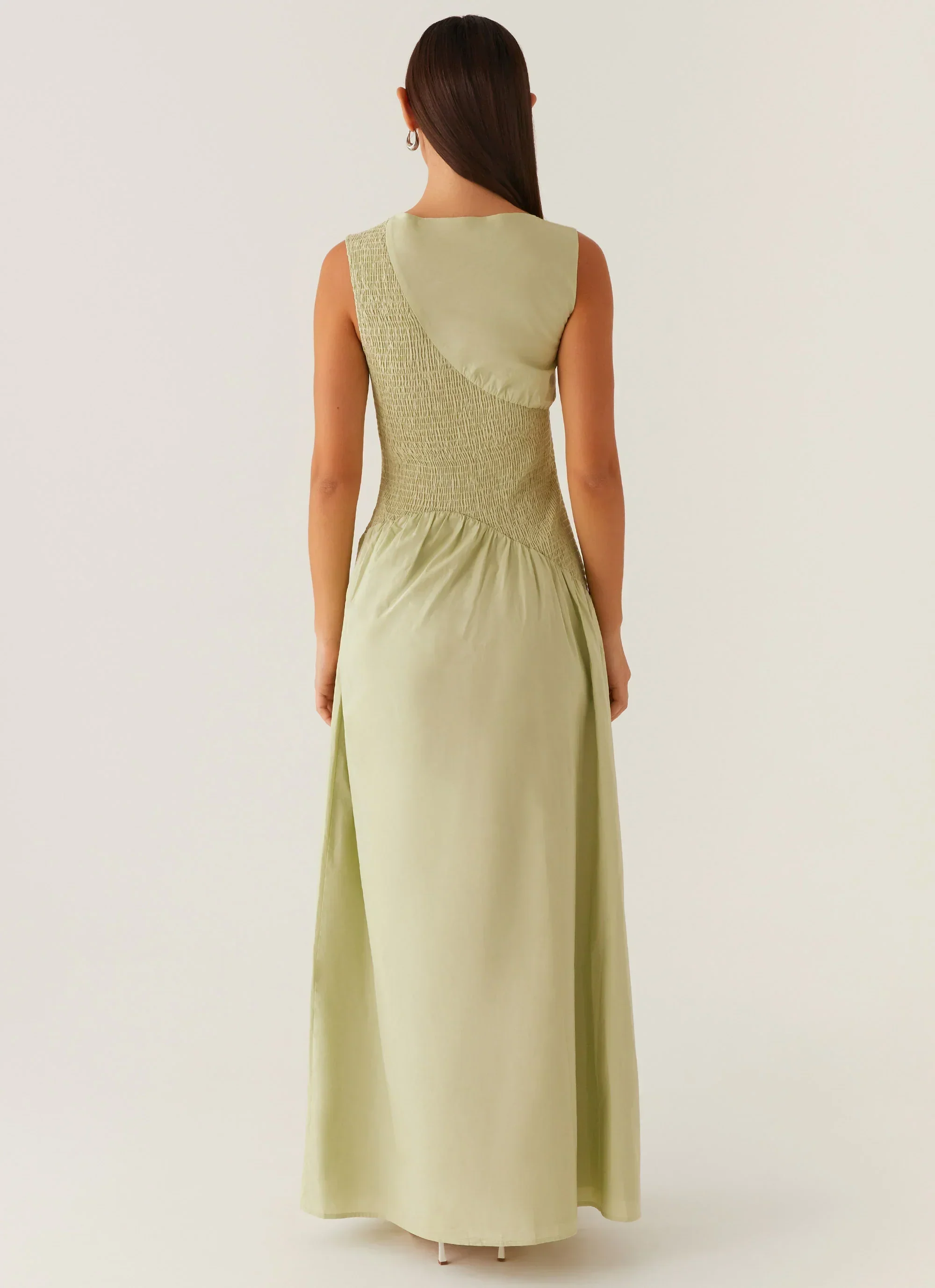 Altitude Shirred Maxi Dress - Pastel Green - luluinthesky