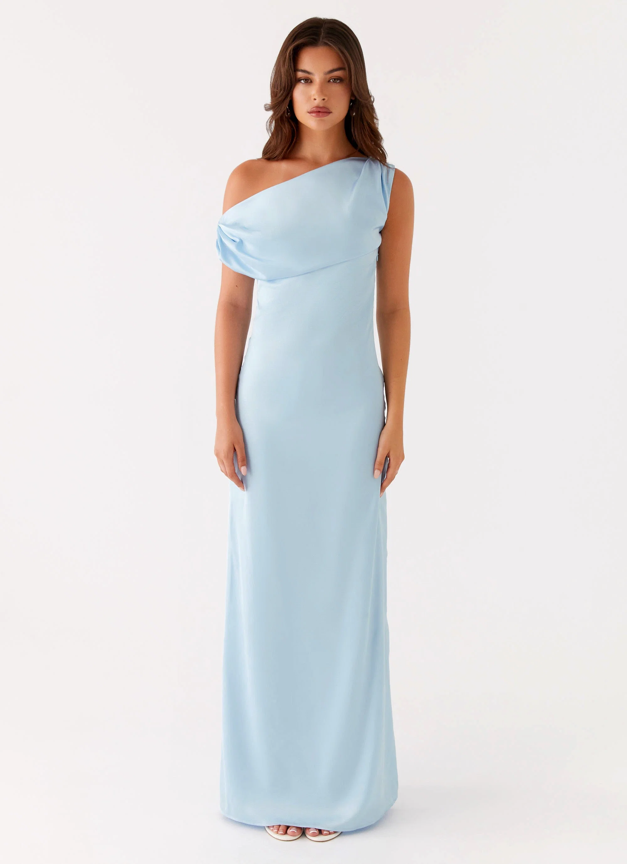 Heart Of Glass Satin Maxi Dress - Blue