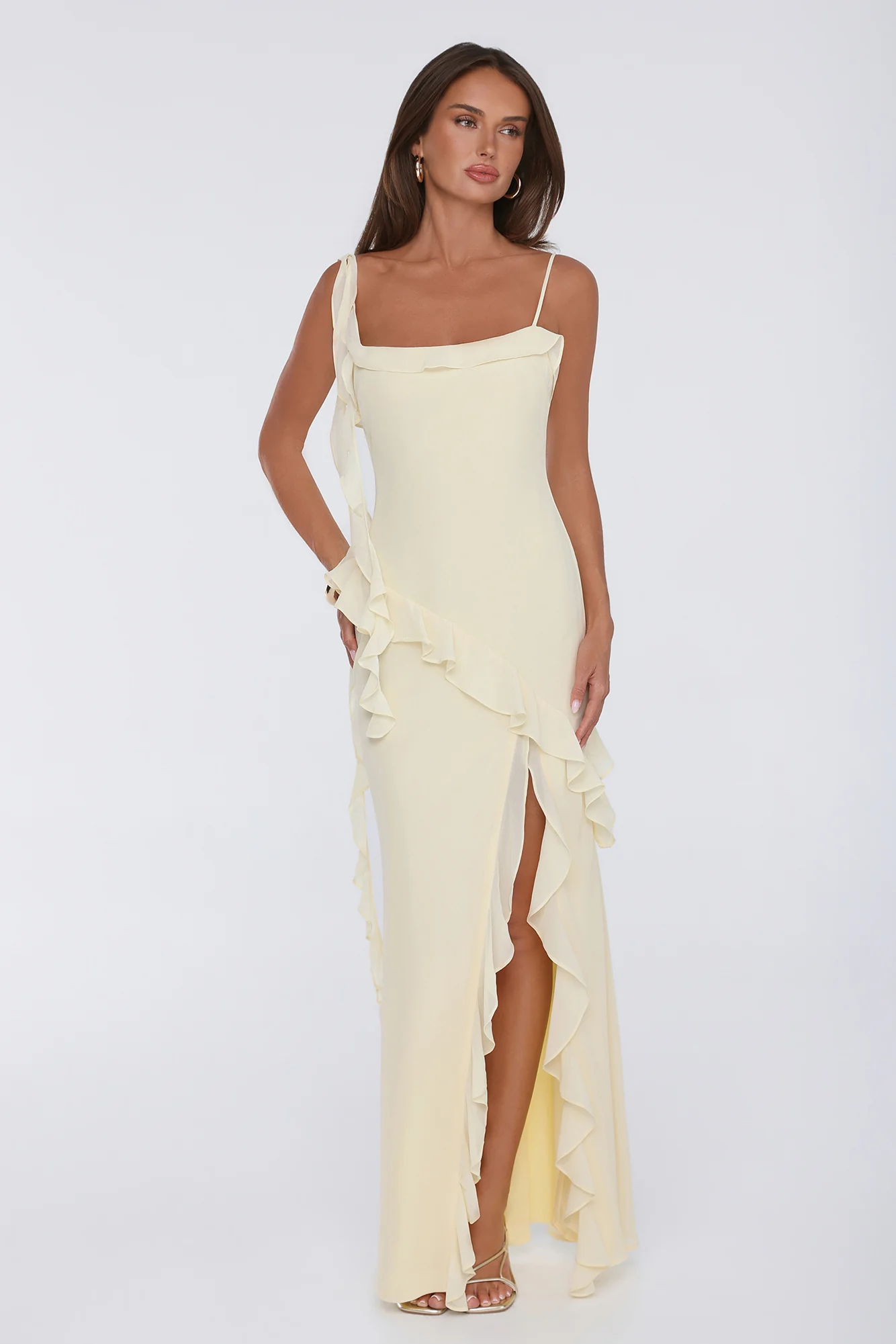 Fluttering Petals Maxi Dress Yellow
