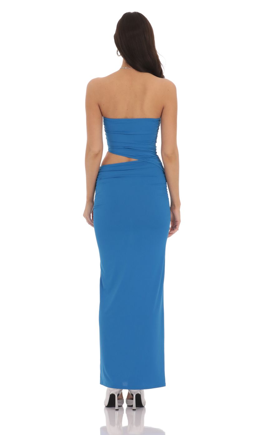 Strapless Cutout Maxi Dress in Blue