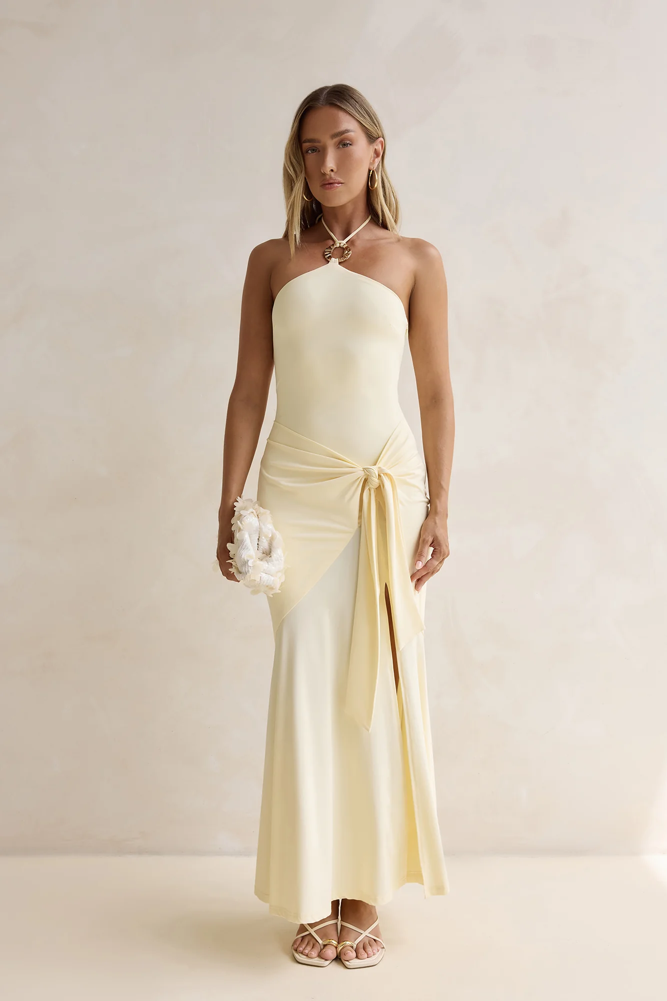 Crystal Sands Halter Maxi Dress Yellow - luluinthesky