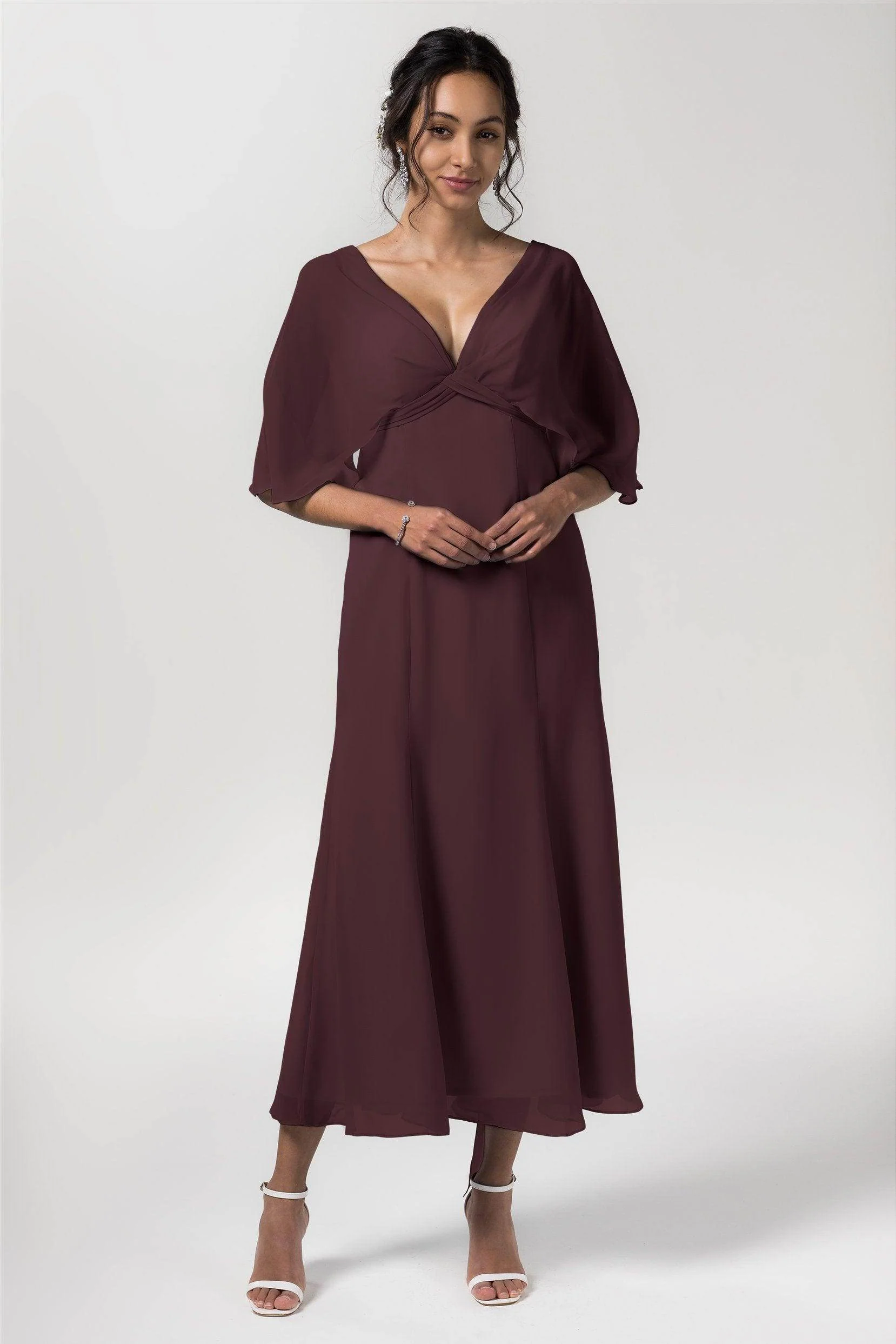A-Line Tea Length Chiffon Bridesmaid Dress CB0553