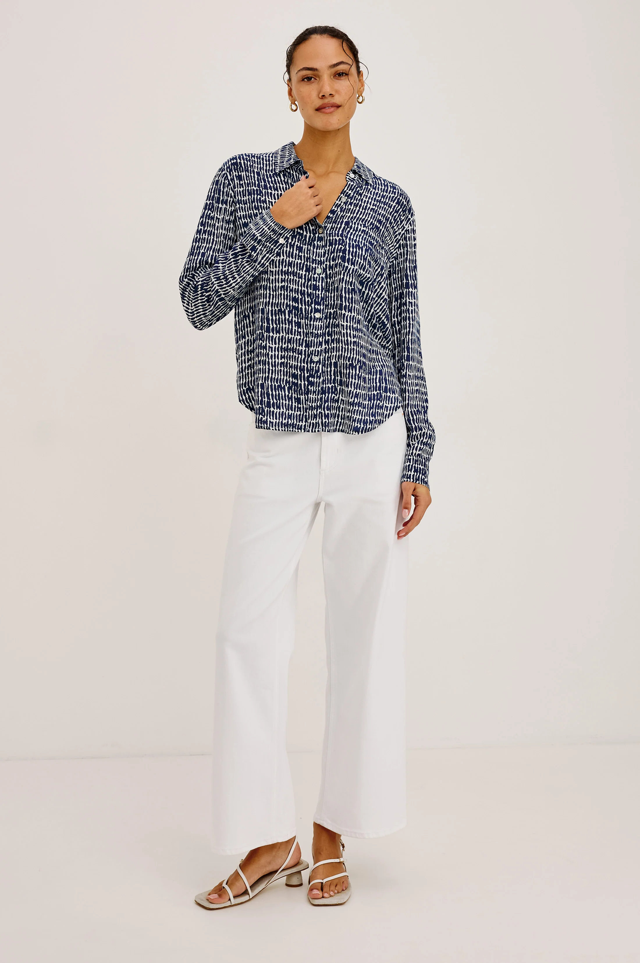Josephine Shirt - Navy Pebbled