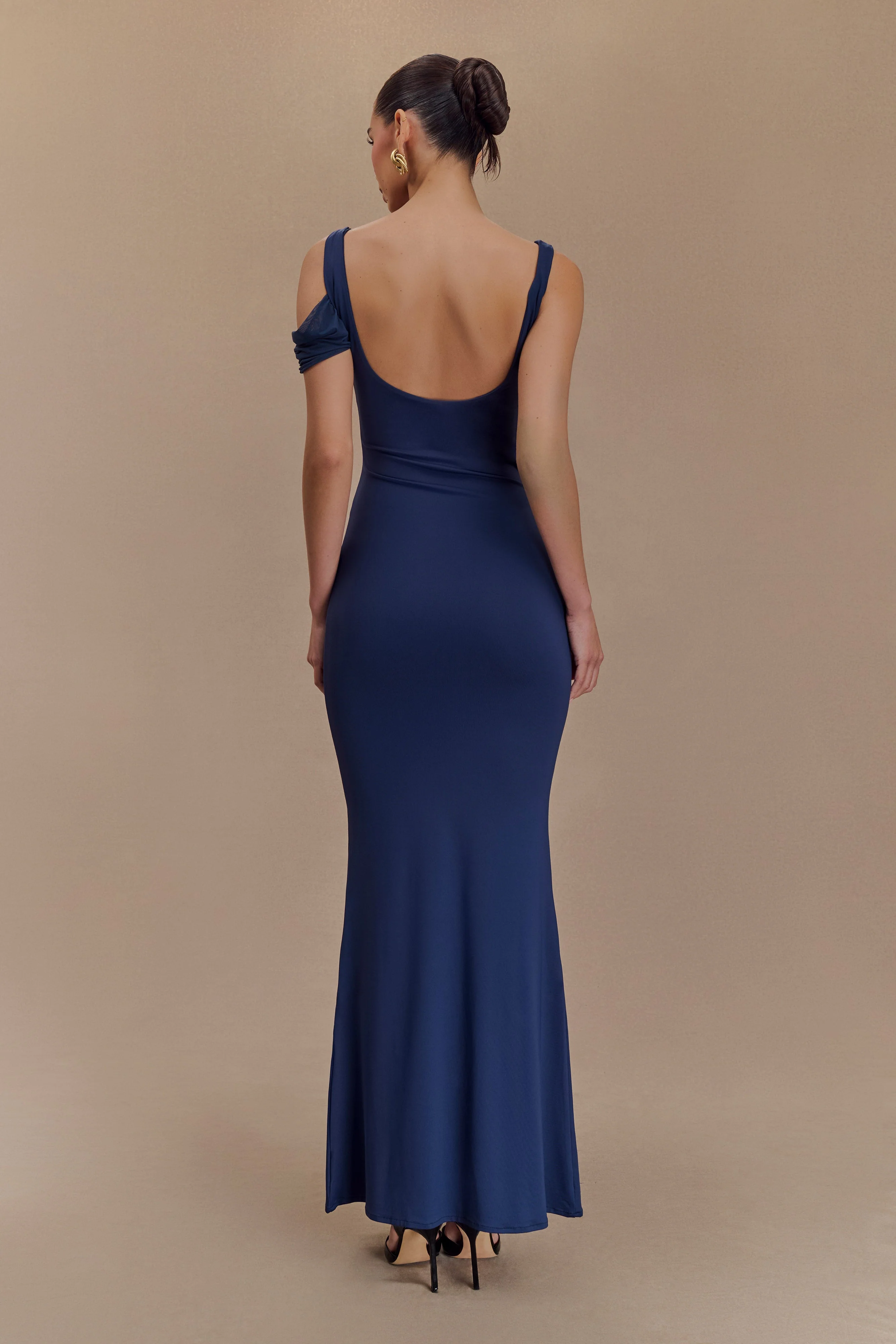 Janette Recycled Nylon And Mesh Sleeveless Maxi Dress - Navy