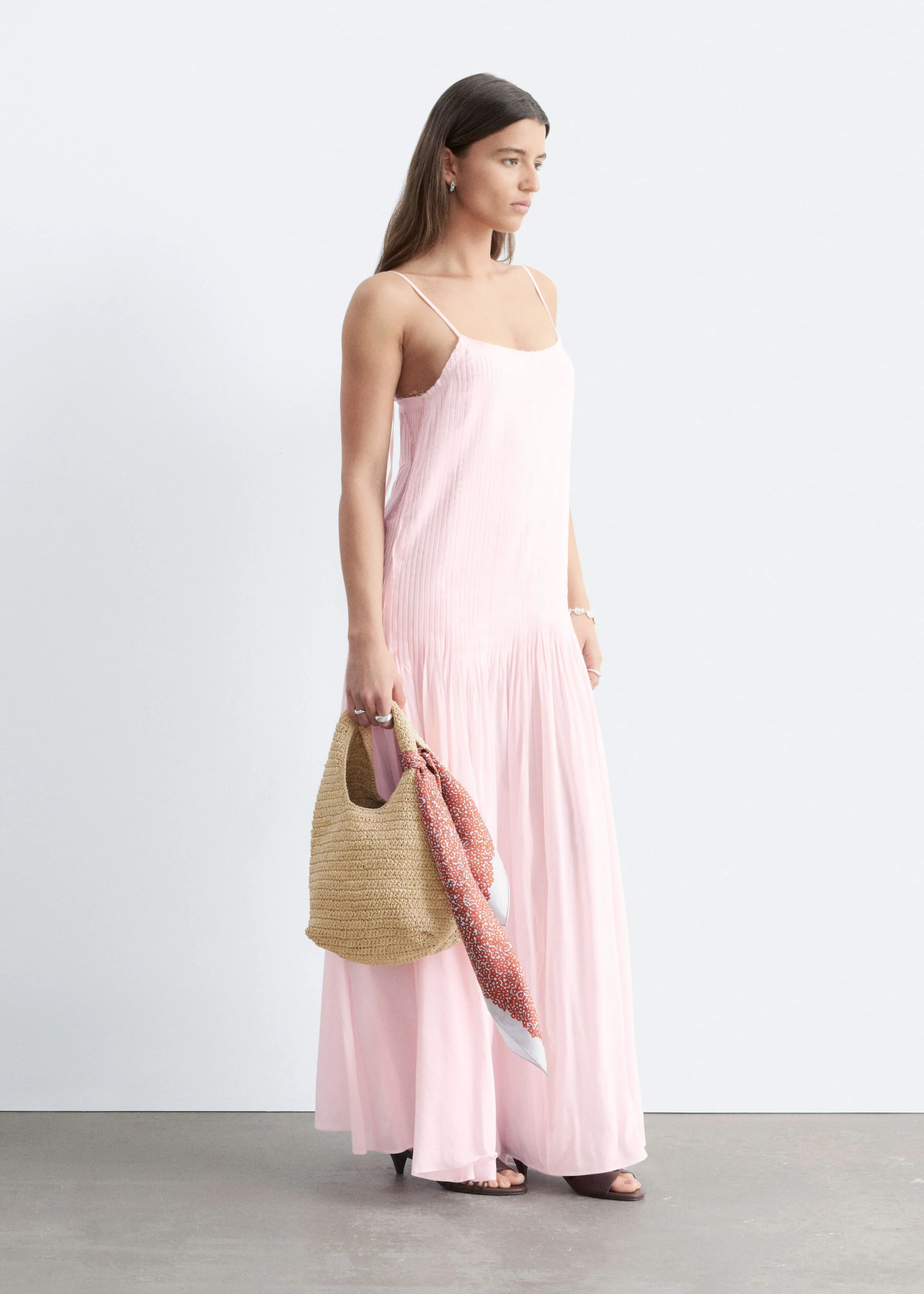 Pleated Bodice Maxi Dress