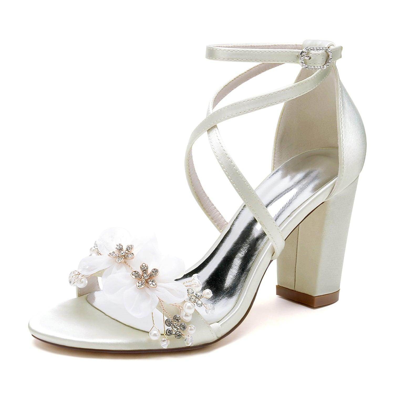 Chunky Heel 8.5cm Silk-Like Shoes CK0429