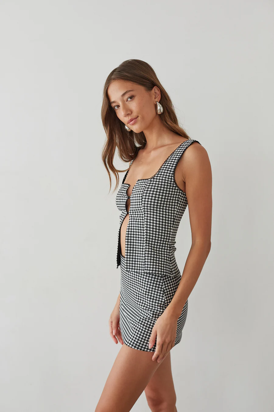 Olive Button Up Gingham Top - luluinthesky