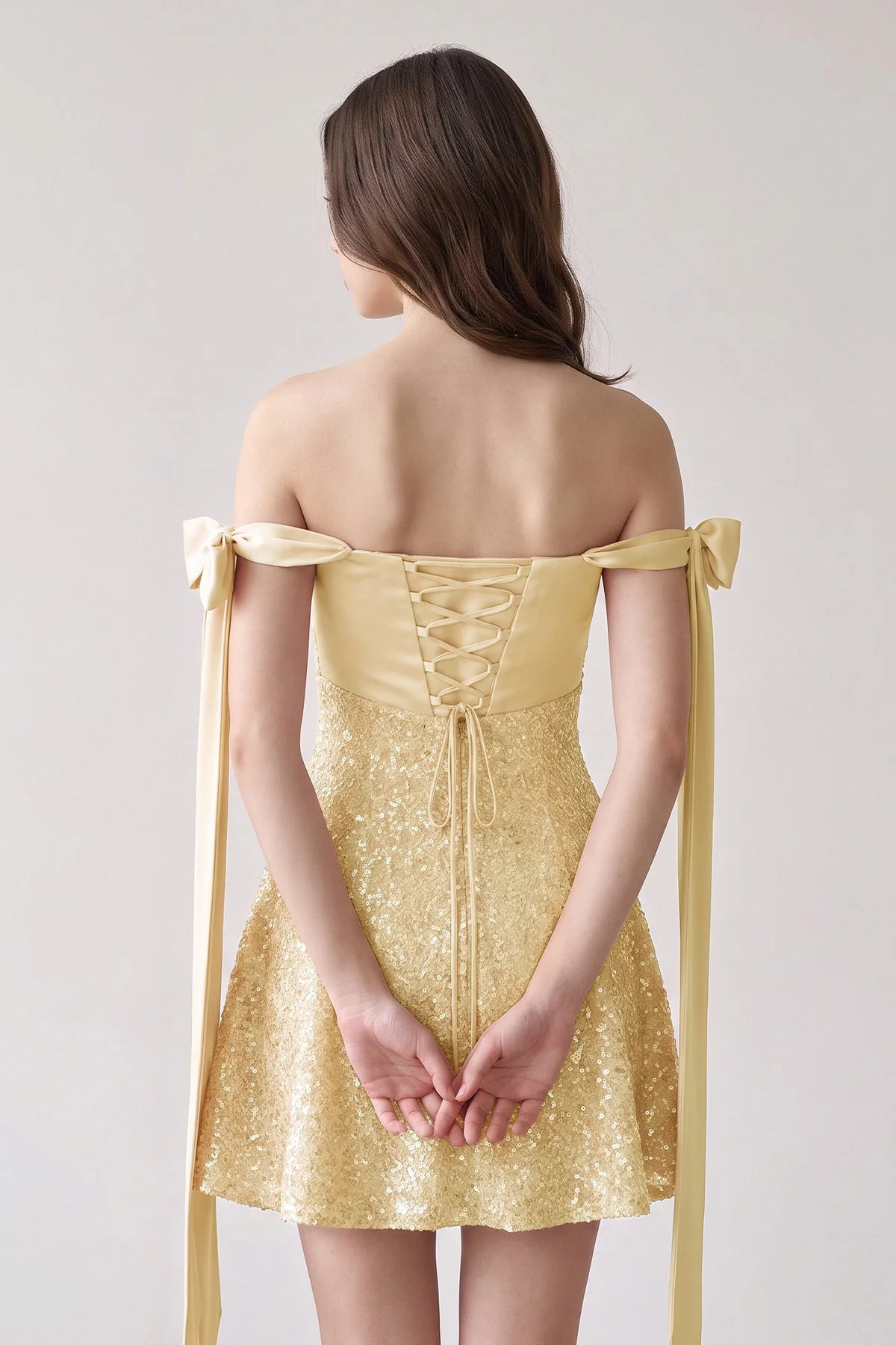Pink Off-the-Shoulder A-Line Satin Homecoming Dress with Sequins