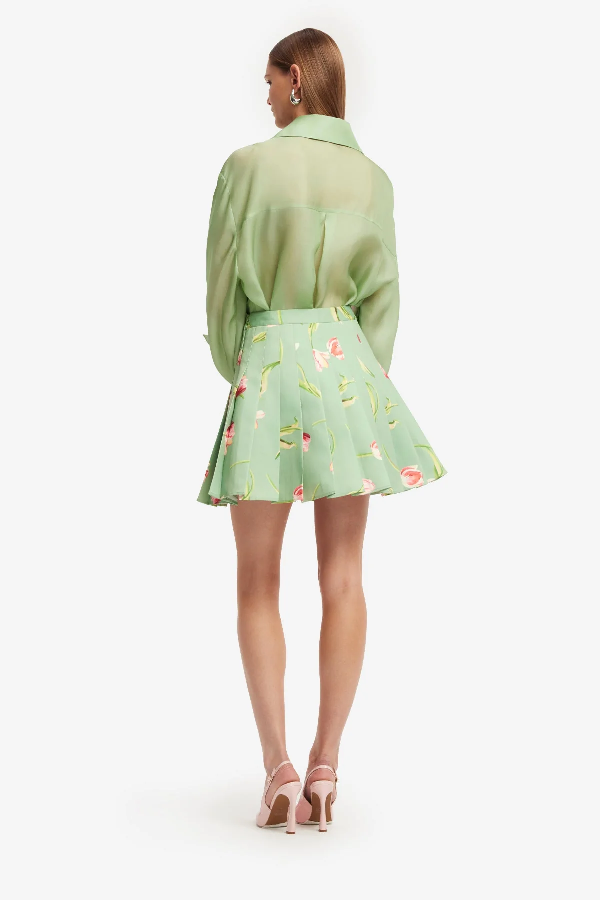 Christina Bow Blouse - Tulip Print in Green