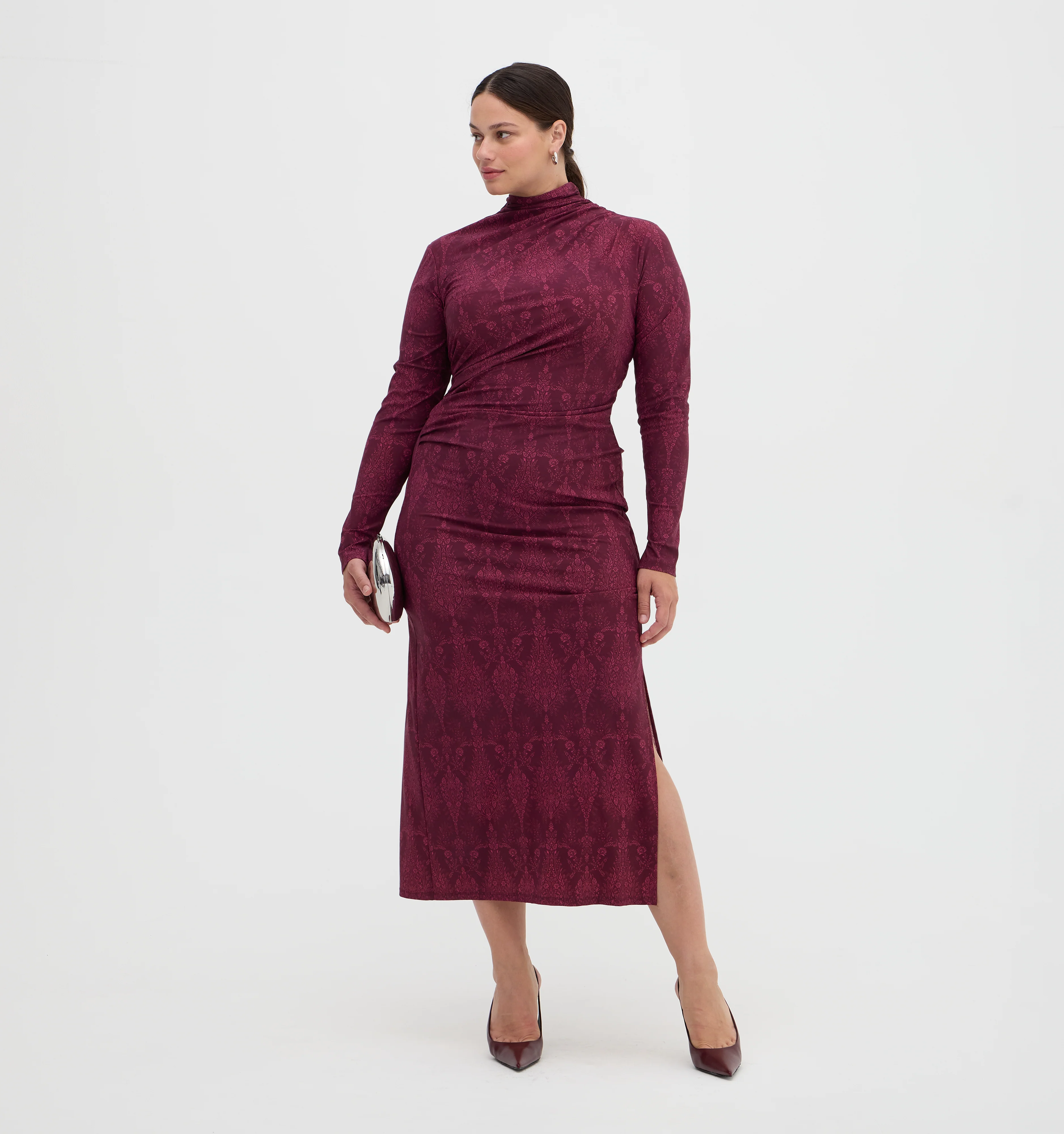 The Rizzo Dress - Plum Damask