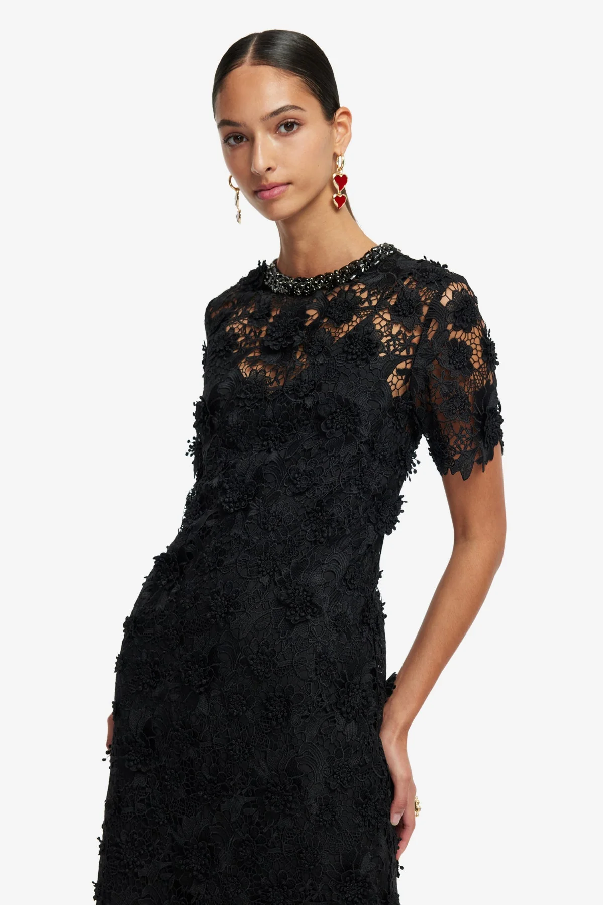 Sheridan Lace Midi Dress - Ebony