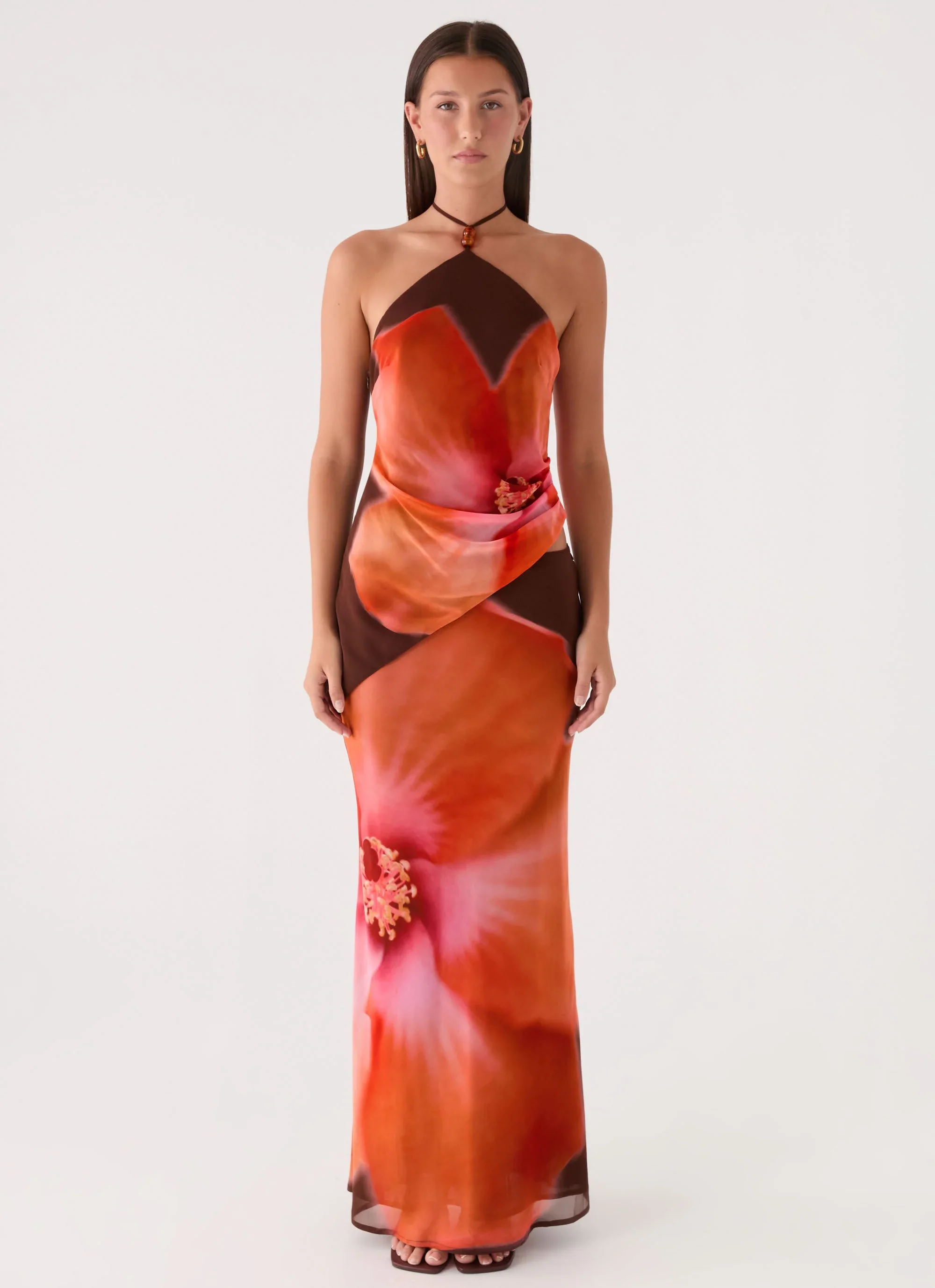 Plot Twist Maxi Skirt - Chocolate Blossom