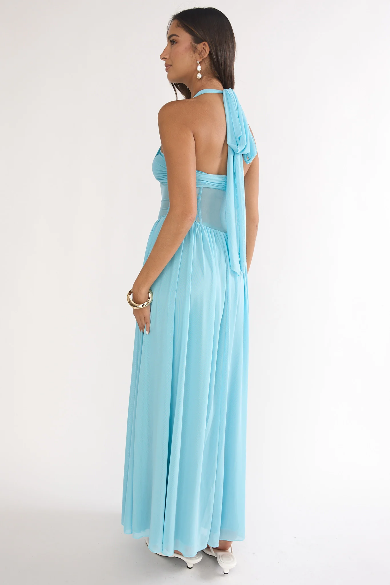 Jovella Halterneck Mesh Dress Blue - luluinthesky