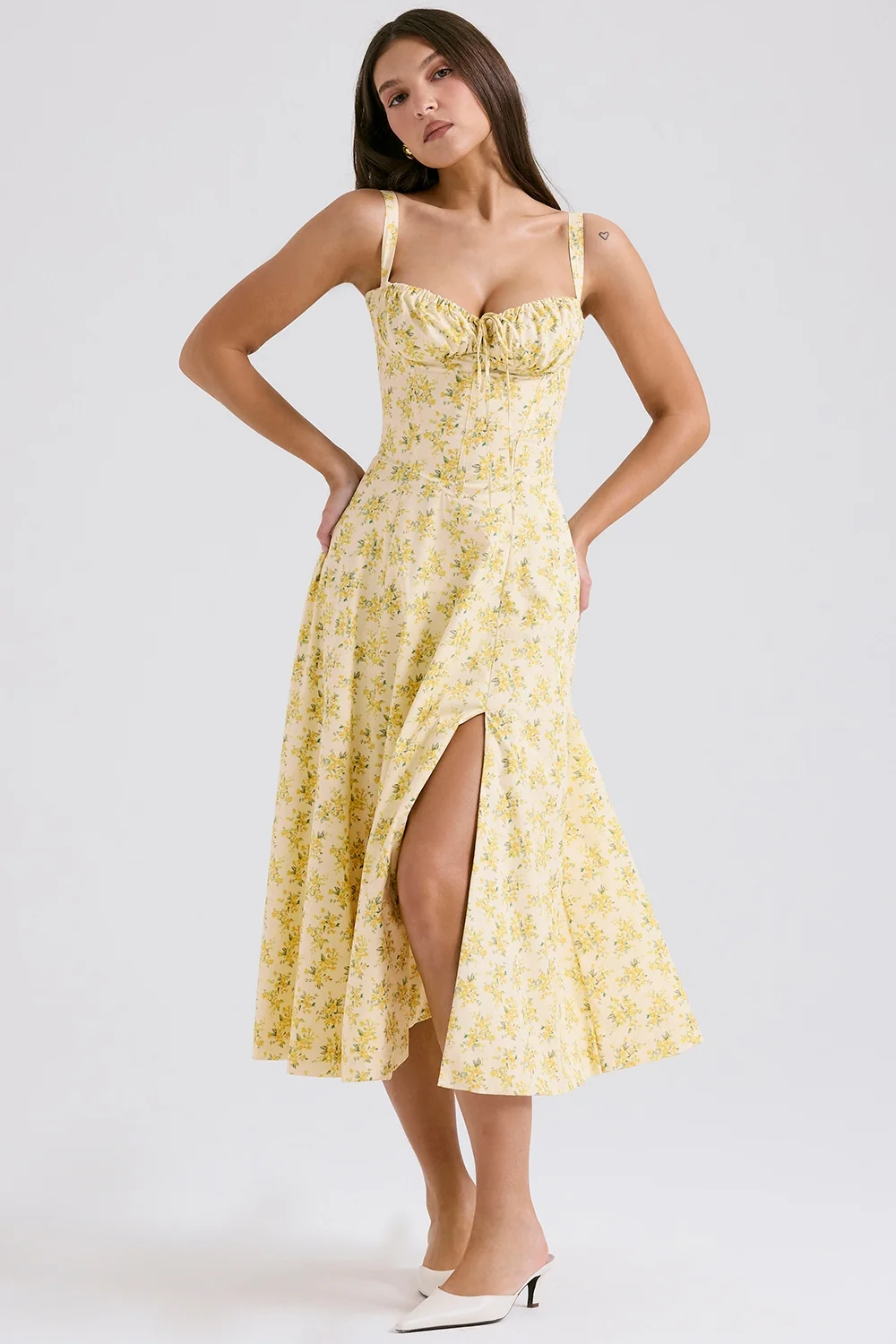 Buttercup Vintage Floral Print Cotton Bustier Sundress