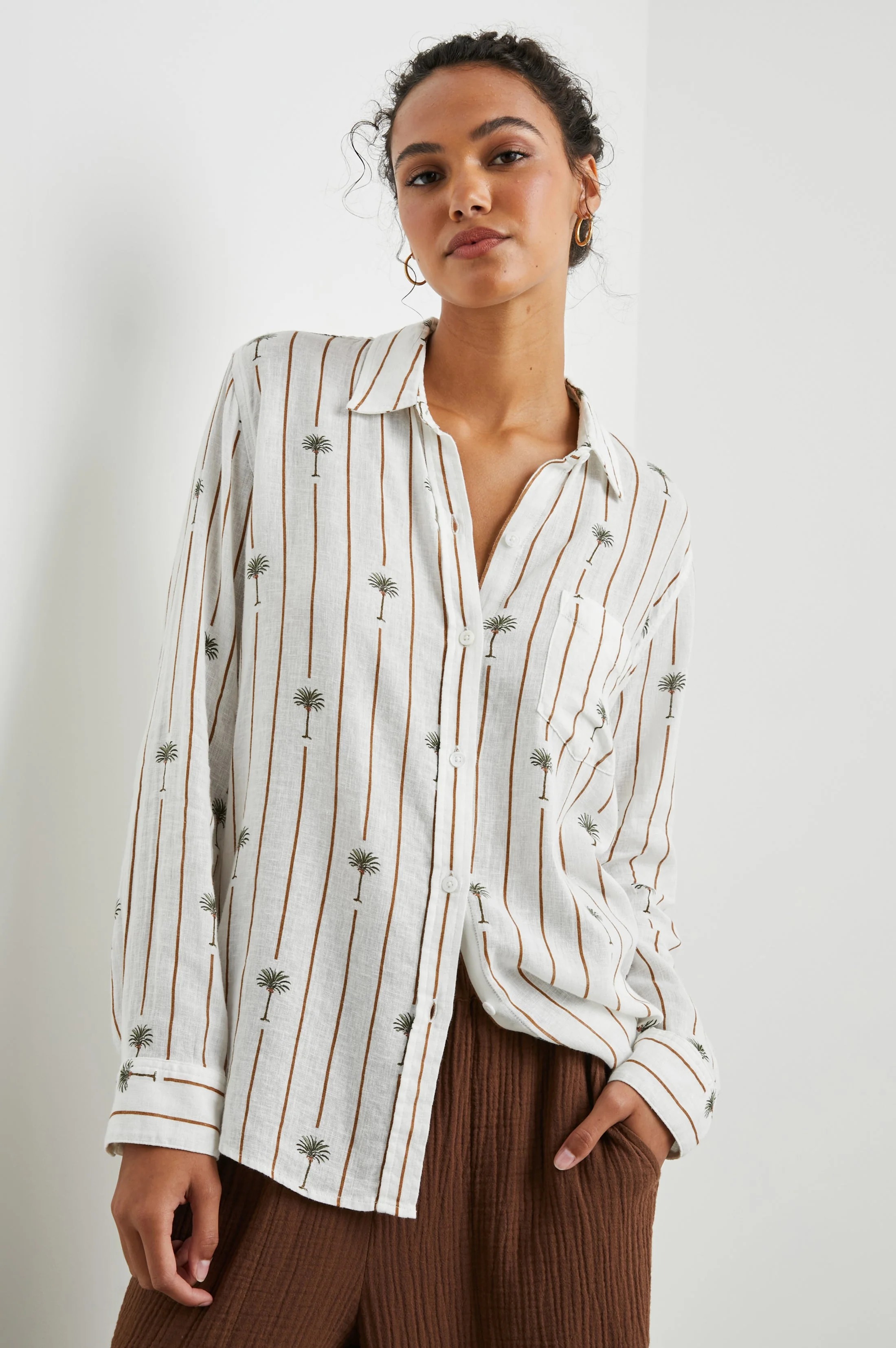 Charli Shirt - Stripe Palms