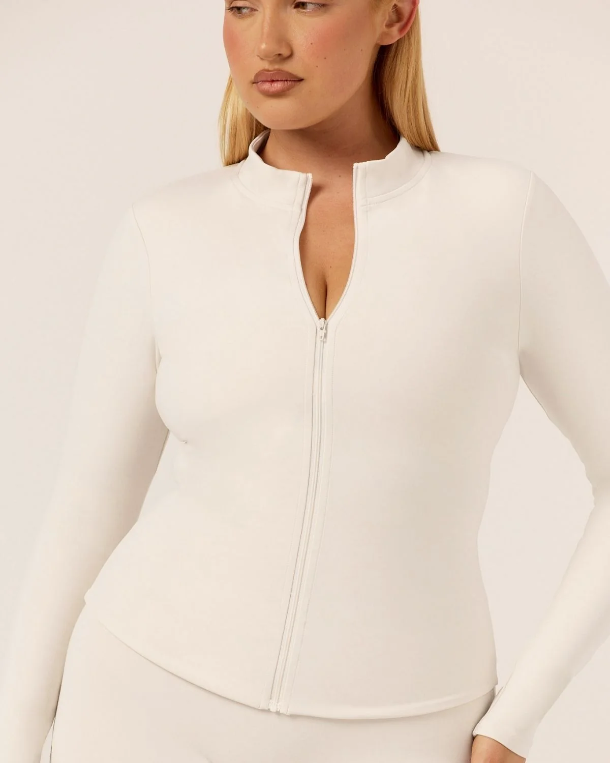 Serenity Longline Zip Up Jacket | Vanilla