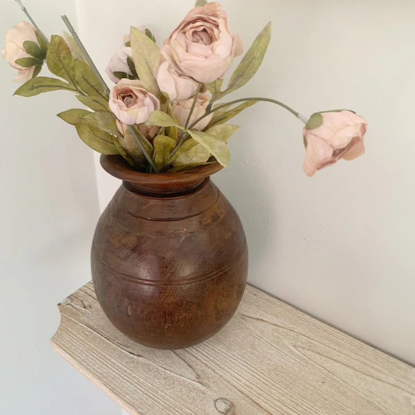 Found Wooden Oil Pot from India