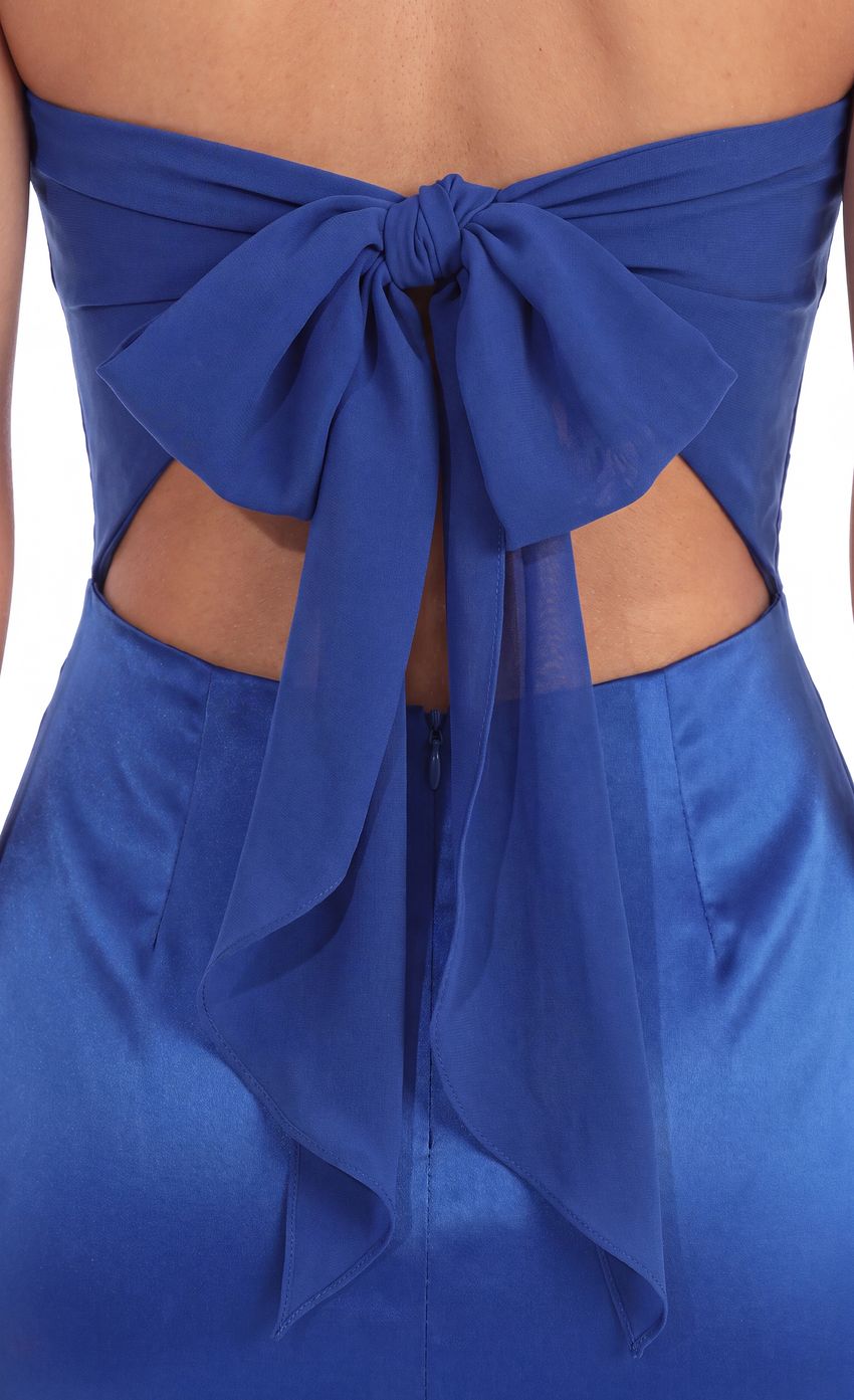 Strapless Satin Mini Dress in Cobalt Blue