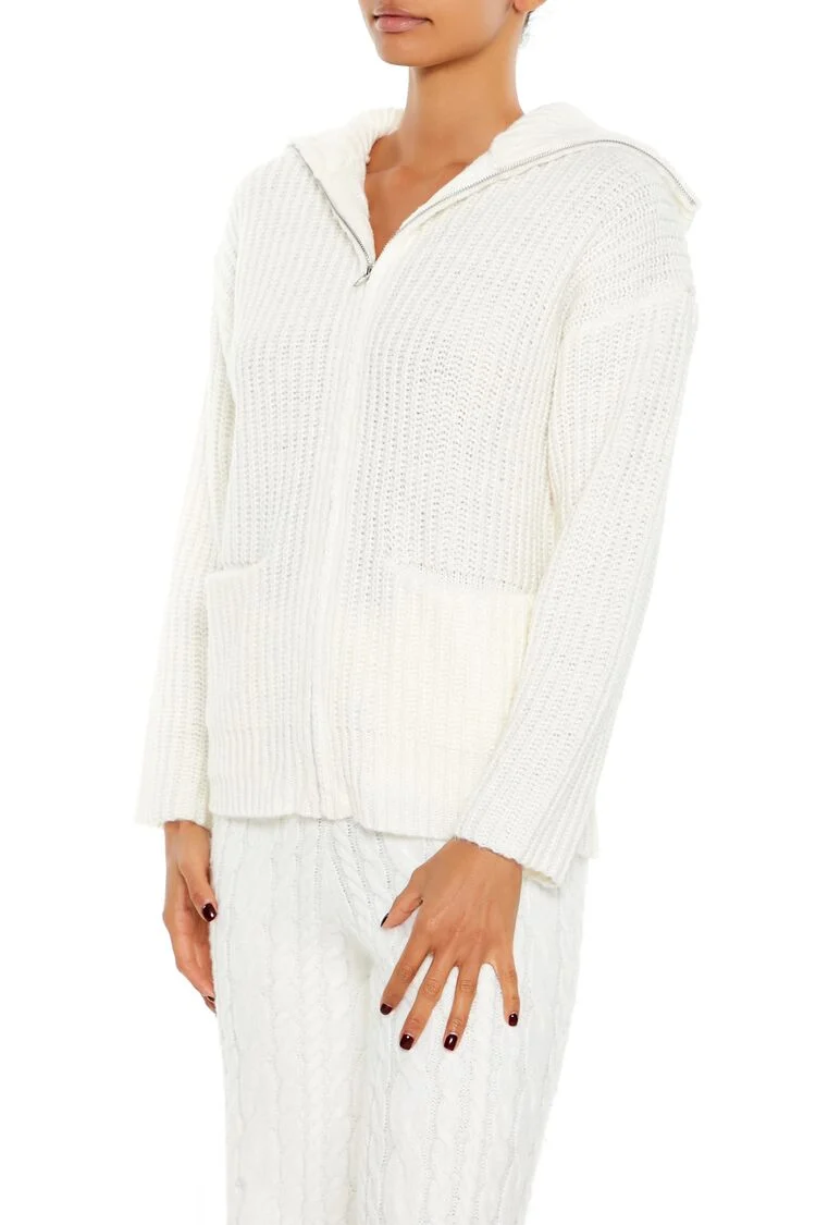 Ribbed Knit Zip-Up Sweater